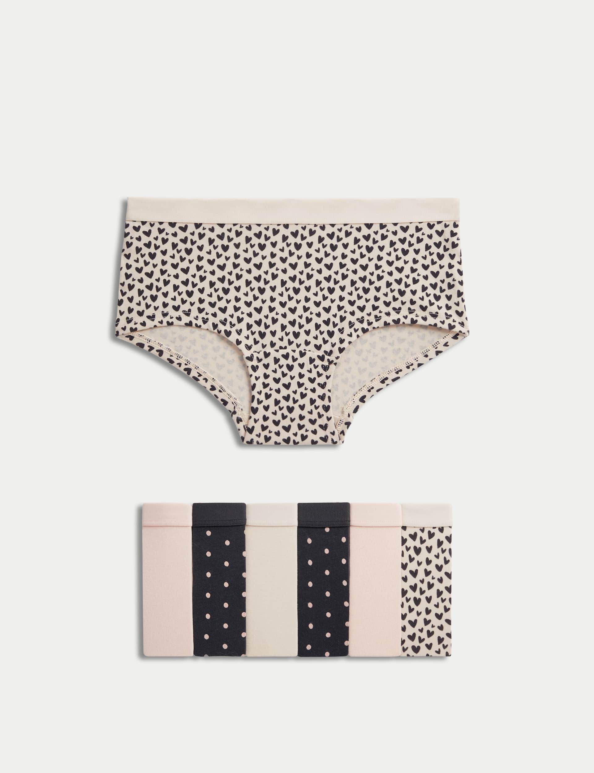 M&S Girls 7pk Cotton with Stretch Printed Shorts (5-16 Yrs)