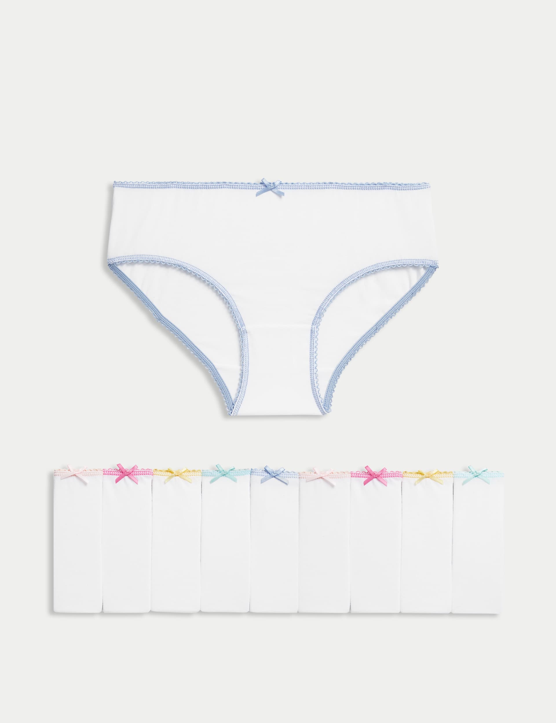 M&S Girls 10pk Cotton Rich Knickers (2-14 Yrs) - 13-14 - White Mix, White Mix