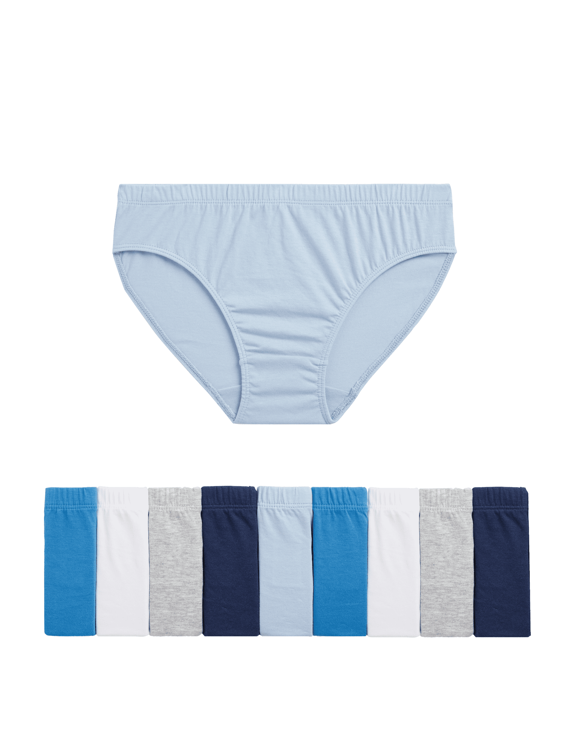 M&S Collection Boys 10pk Pure Cotton Briefs (2-14 Yrs) - 11-12 - Blue Mix, Blue Mix