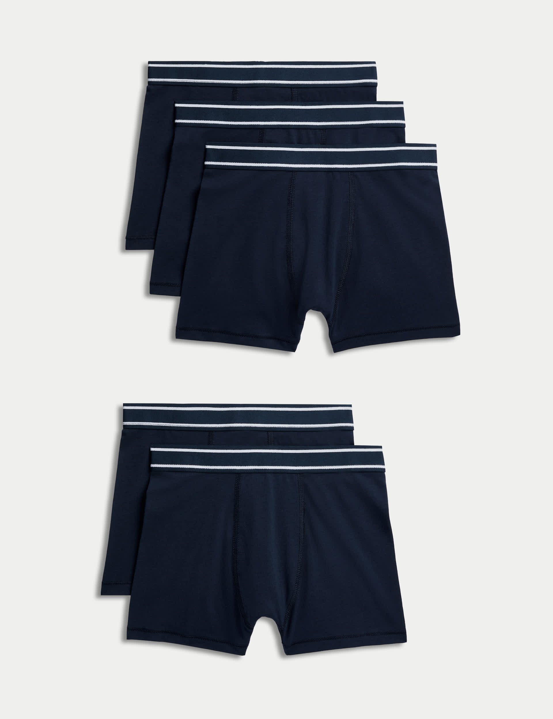 M&S Boys 5pk Cotton with Stretch Trunks (5-16 Years) - 15-16 - Navy, Navy