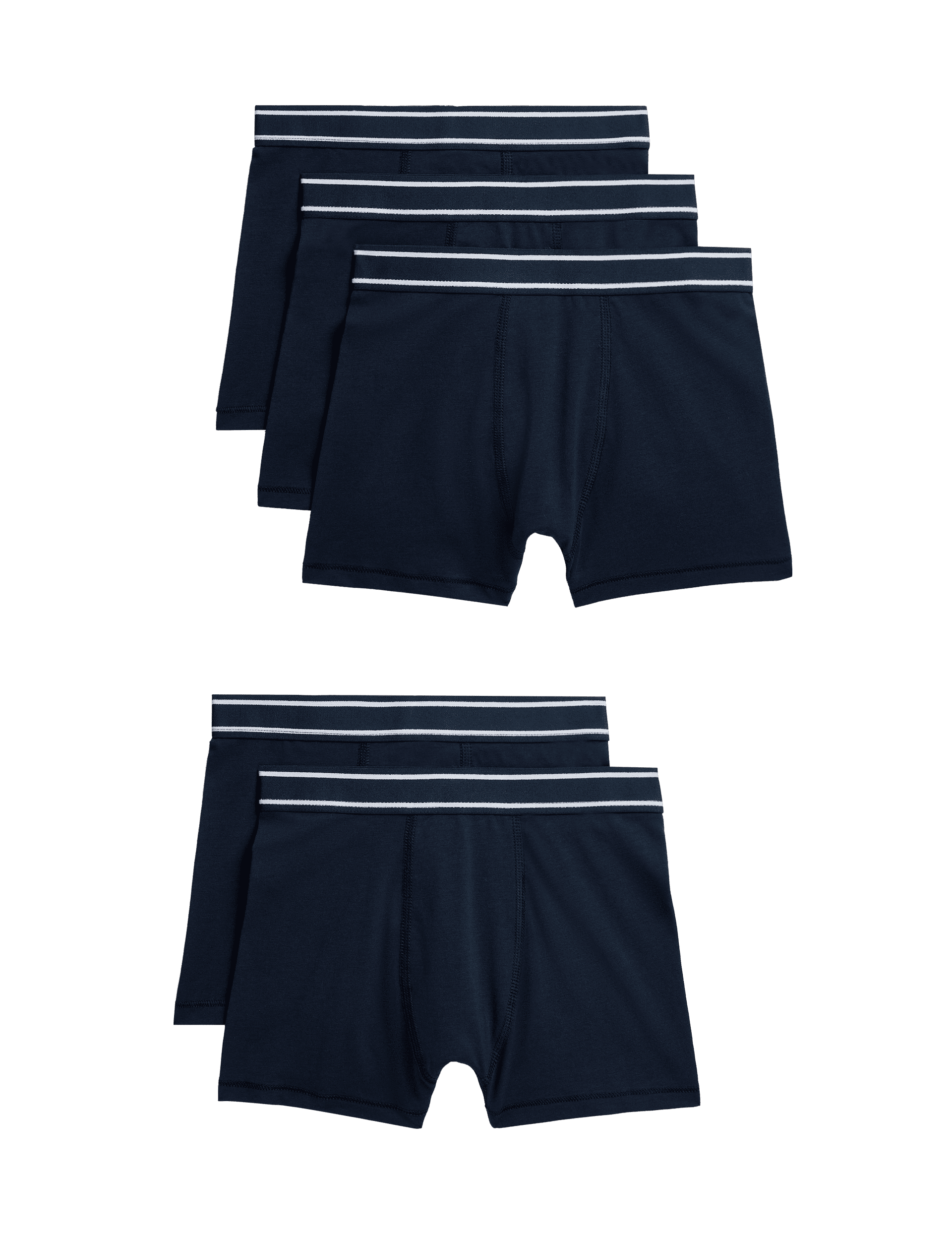 M&S Collection Boys 5pk Cotton with Stretch Trunks (5-16 Years) - 15-16 - Navy, Navy