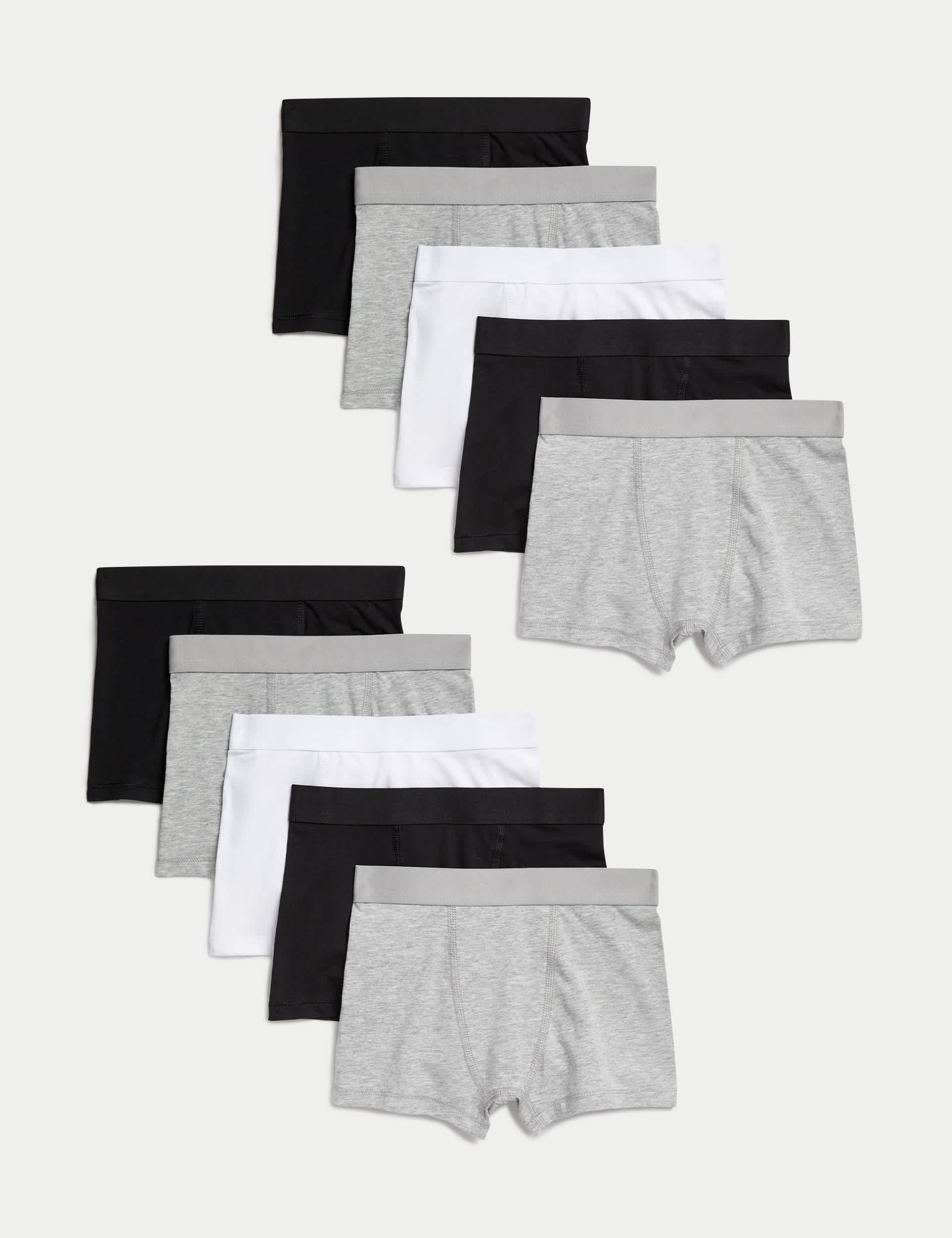 M&S Boys 10pk Cotton With Stretch Trunks (5-16 Yrs) - 5-6 Y - Black, Black