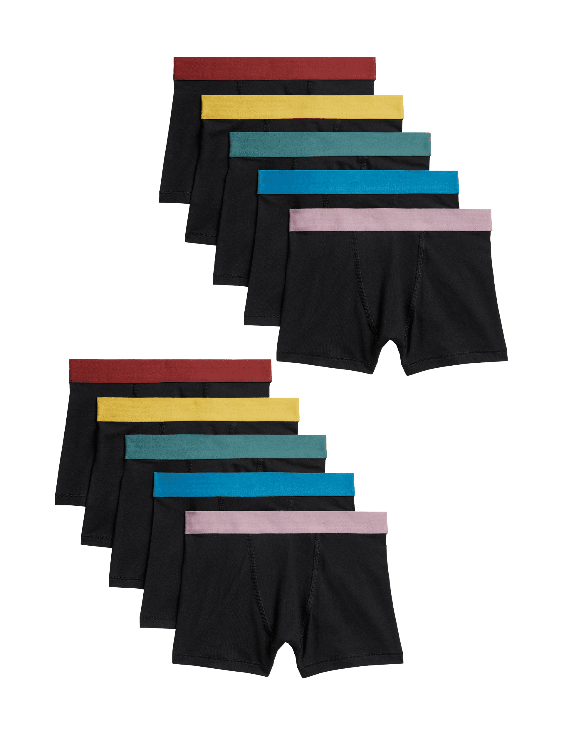 M&S Collection Boys 10pk Cotton with Stretch Trunks (5-16 Yrs) - 15-16 - Black Mix, Black Mix