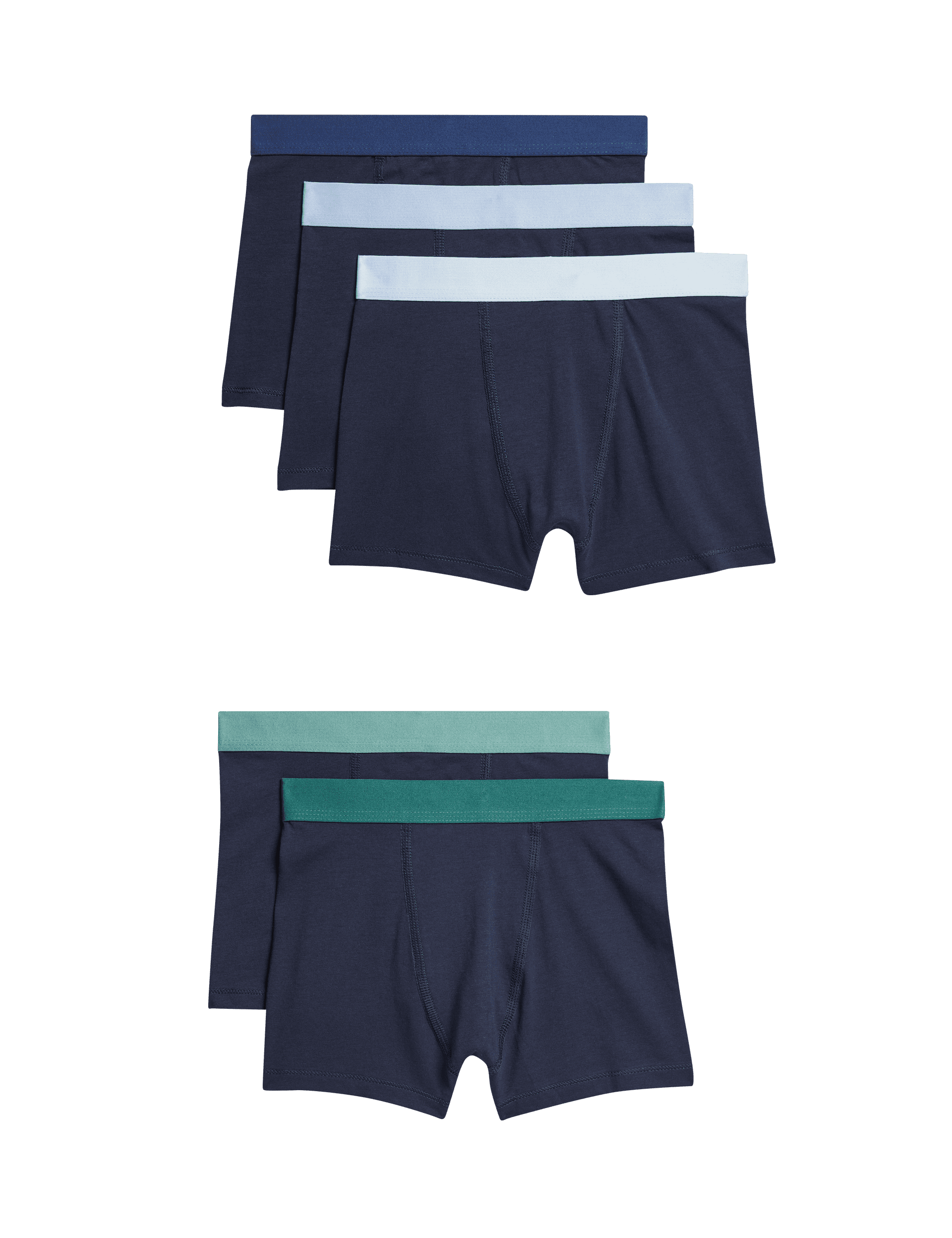 M&S Collection Boys 5pk Cotton with Stretch Trunks (5-16 Yrs) - 7-8 Y - Black Mix, Black Mix