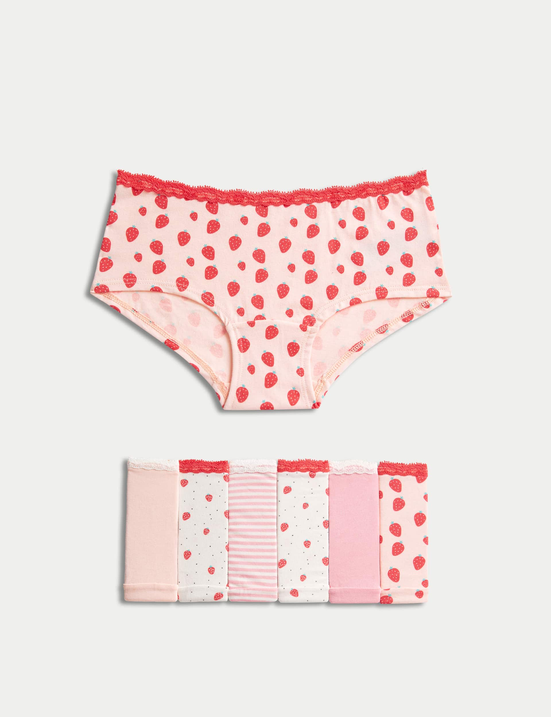 M&S Girls 7pk Cotton with Stretch Shorts (5-16 Yrs) - 15-16 - Pink Mix, Pink Mix