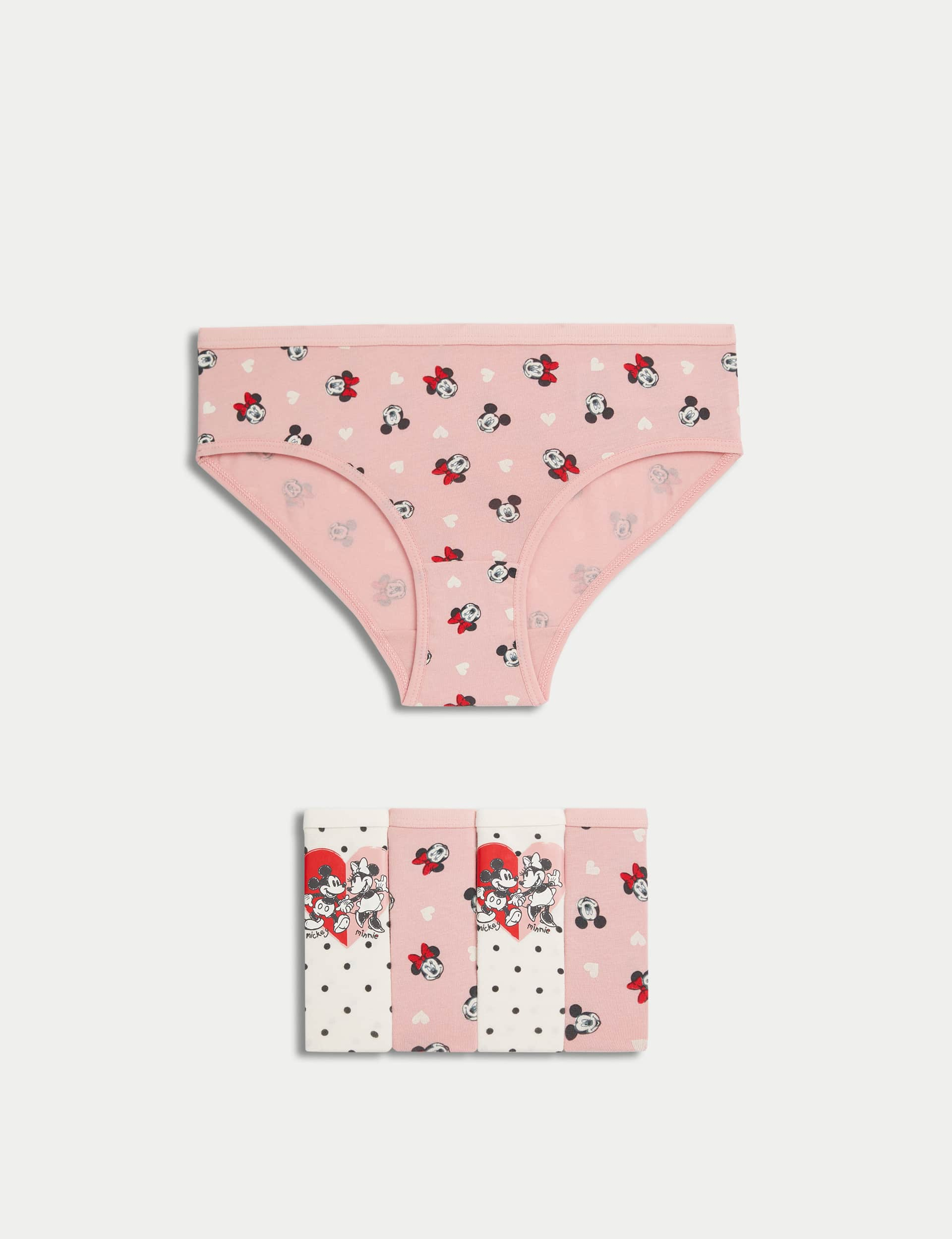 M&S Girls 5pk Cotton with Stretch Minnie Knickers (2-8 Yrs) - 7-8 Y - Pink Mix, Pink Mix