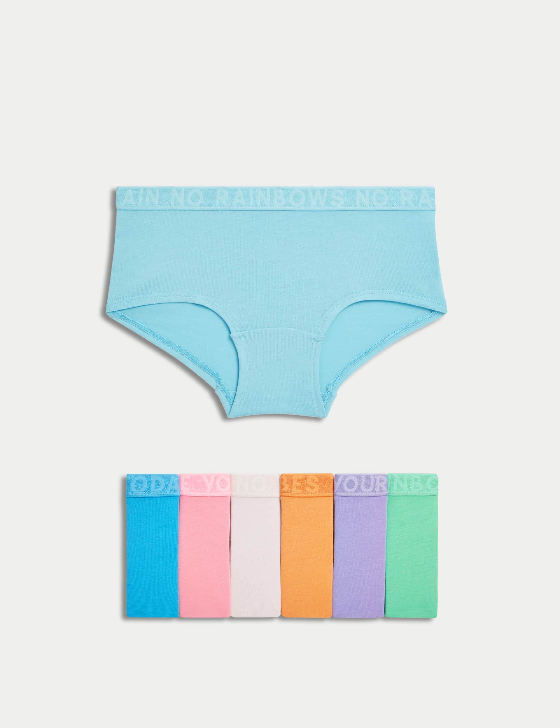 M&S Girls 7pk Cotton with Stretch Slogan Shorts (5-16 Yrs)