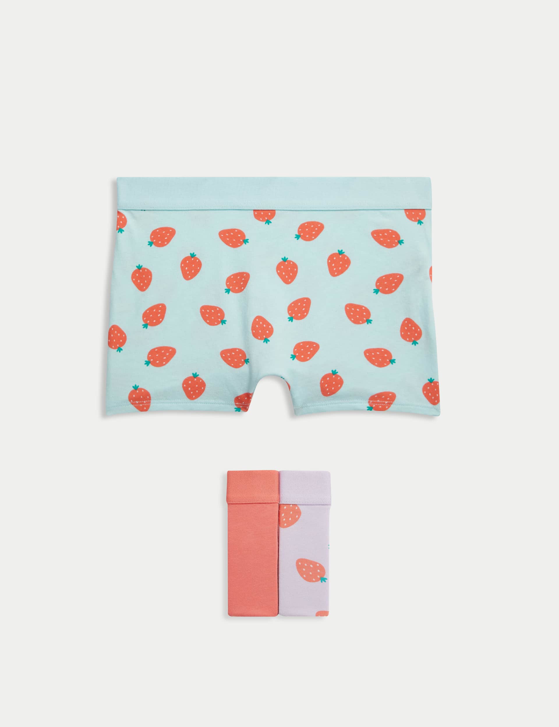 M&S Girls 3pk Cotton with Stretch Strawberry Boxer Shorts (5-16 Yrs)