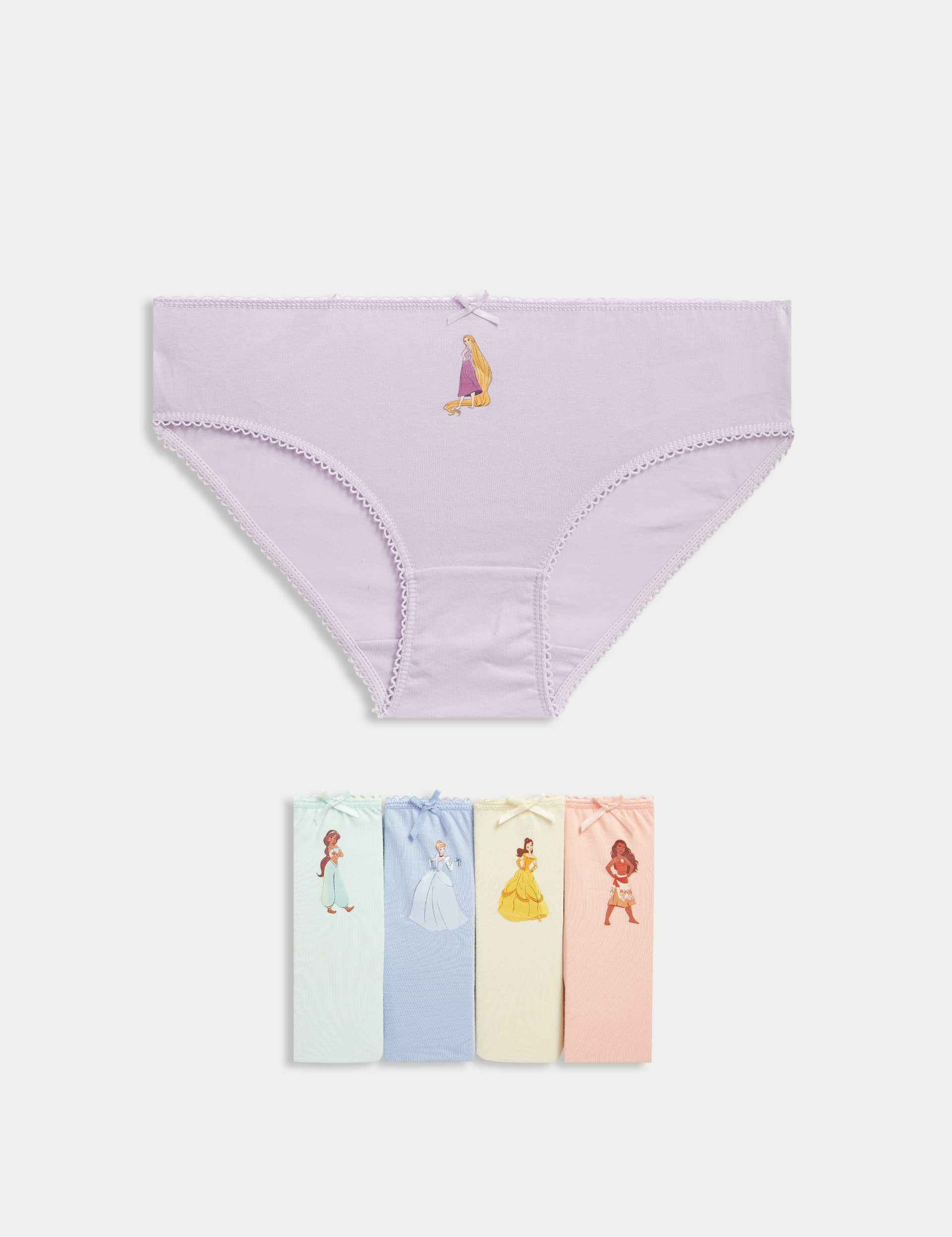 M&S Girls 5pk Cotton with Stretch Disney Princess Knickers (2-10 Yrs) - 7-8 Y - Multi, Multi