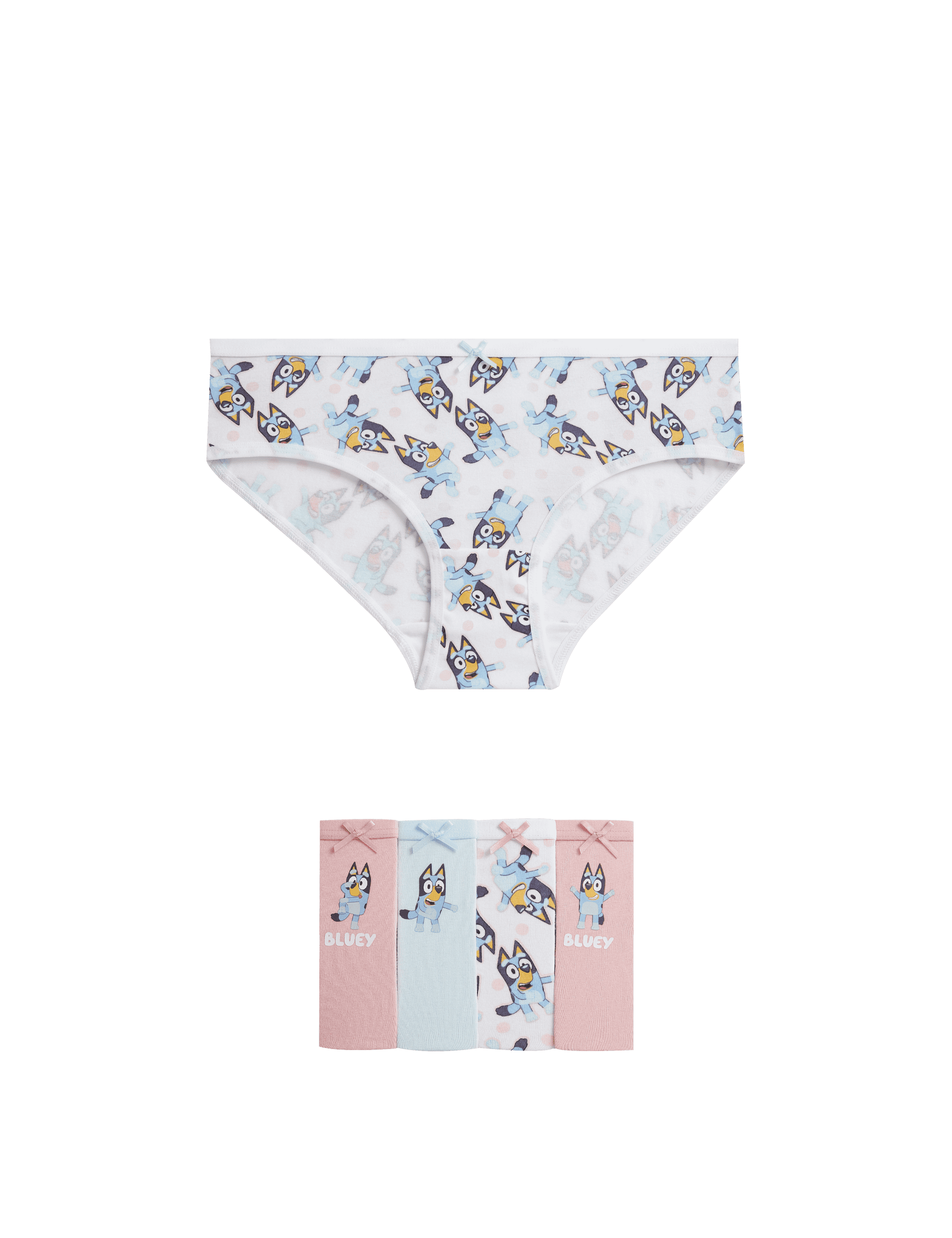 M&S Collection Girls 5pk Cotton with Stretch Bluey Knickers (2-8 Yrs) - 7-8 Y - Multi, Multi