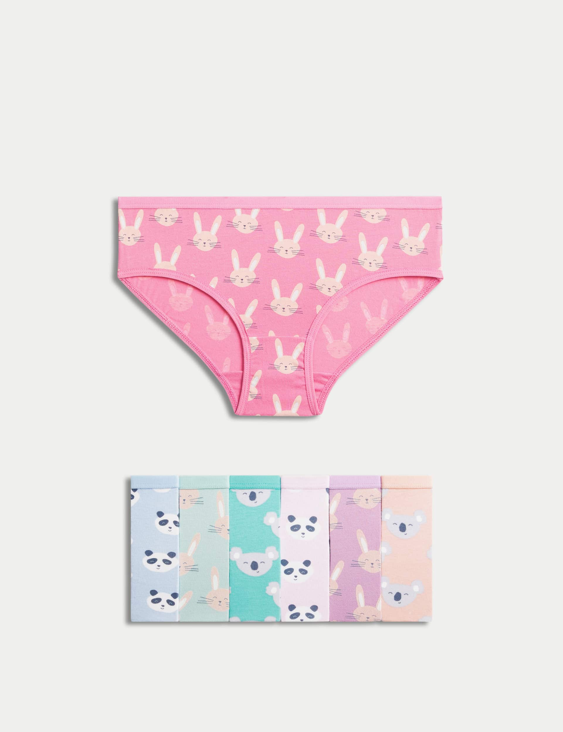 M&S Girls 7pk Cotton with Stretch Animal Knickers (2-12 Yrs) - 2-3 Y - Multi, Multi