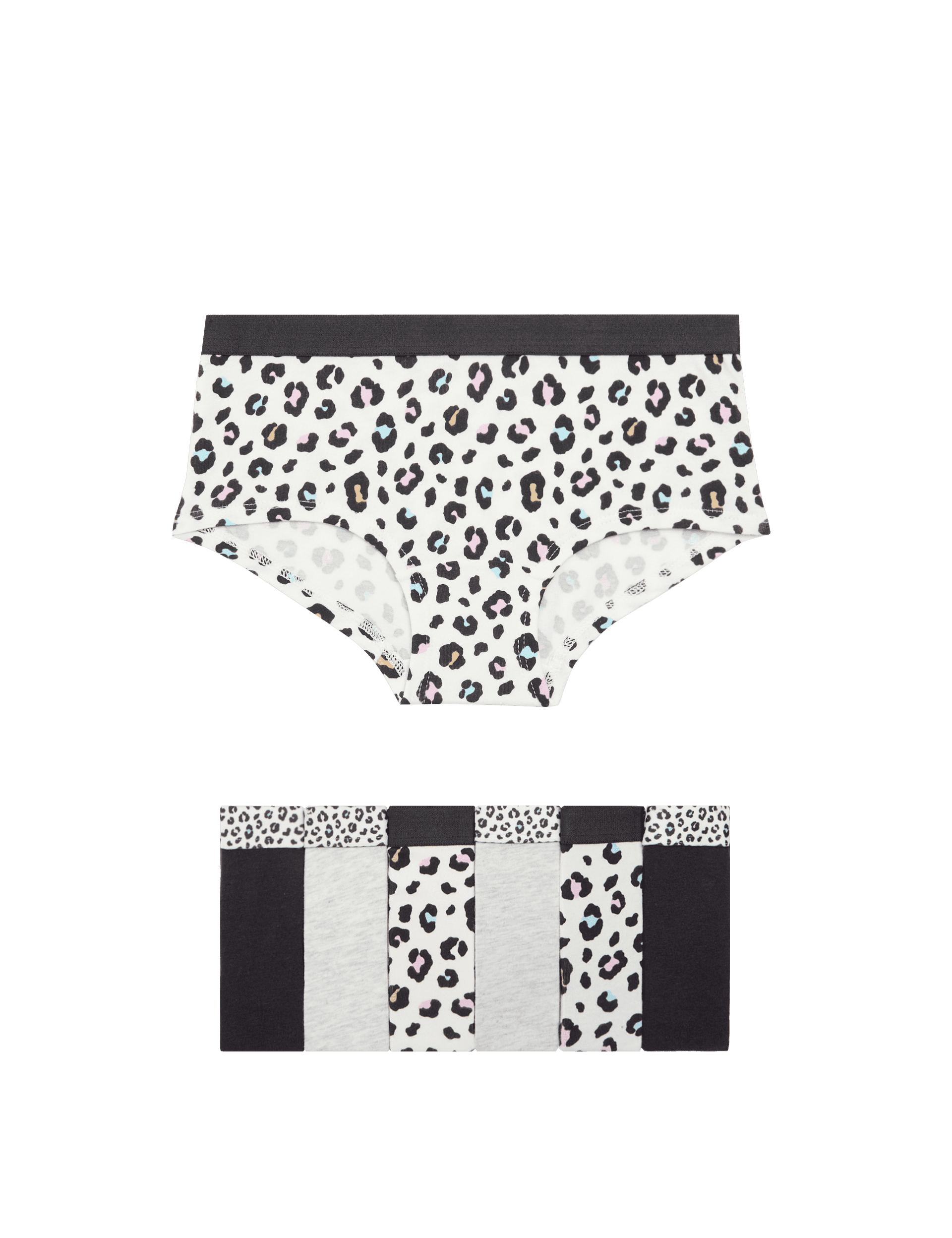 M&S Collection Girls 7pk Cotton with Stretch Leopard Shorts (5-16 Yrs) - 5-6 Y - Multi, Multi