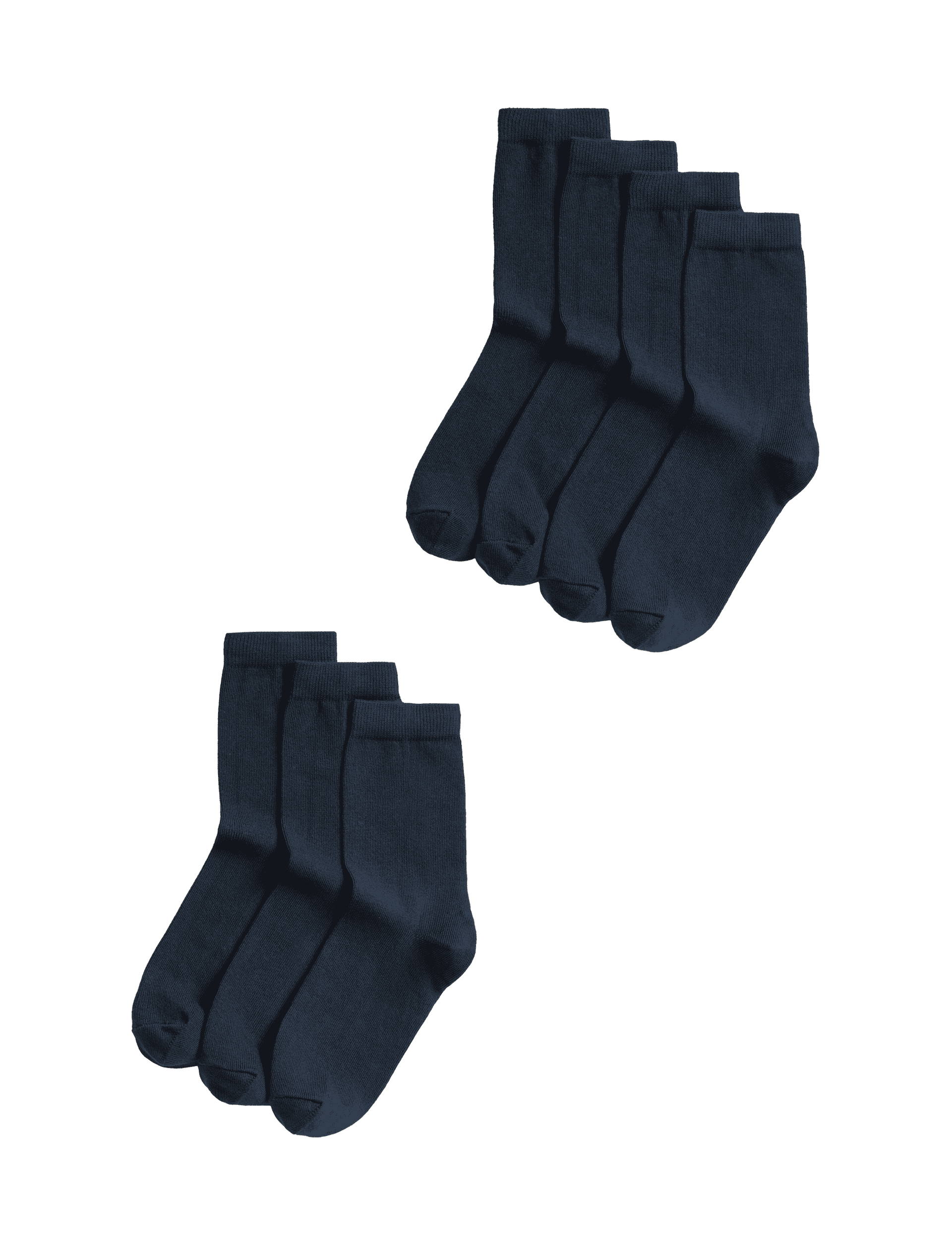 M&S Collection 7pk of Ankle School Socks - 12+3+ - Navy, Navy