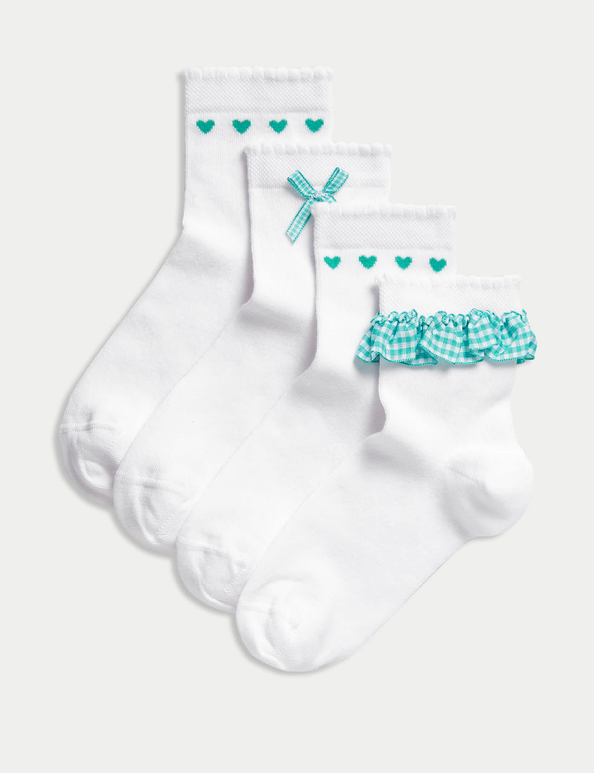 M&S Girls 4pk Cotton Rich School Socks (6 Small -7 Large)