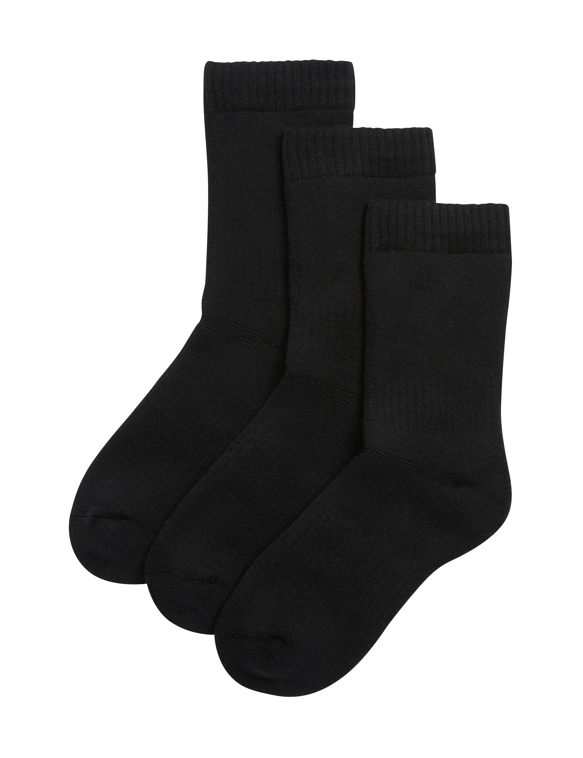 M&S Collection 3pk Cotton Blend Thermal Socks (7-10 Yrs) - 7+10+ - Black, Grey,Black