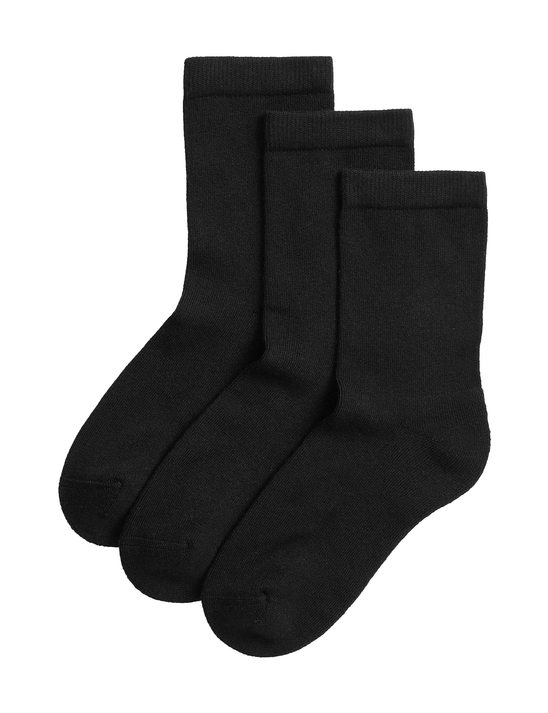 M&S Collection 3pk of Ultimate Comfort Socks - 4-7 - Black, Black