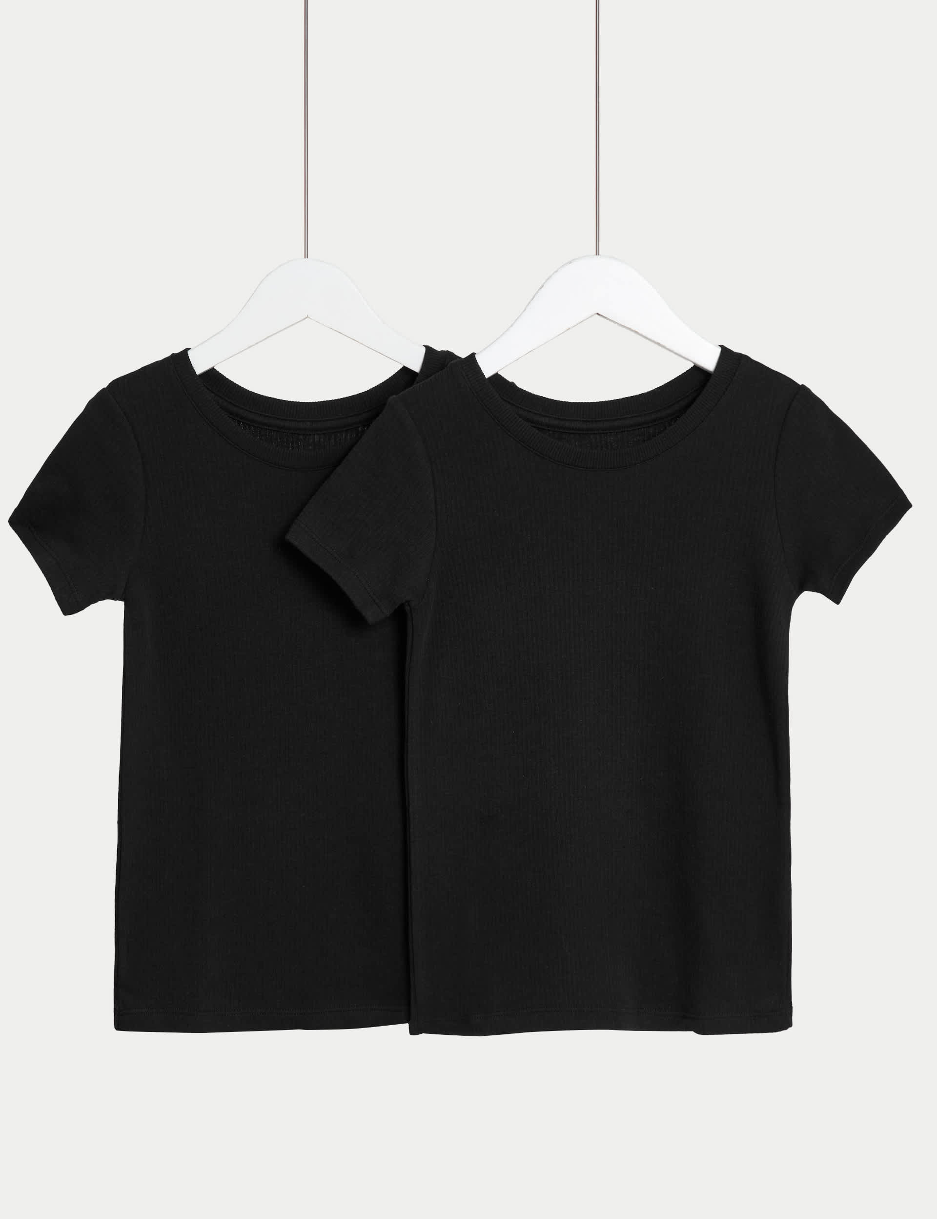 M&S 2pk Heatgen Thermal Tops (2-14 Yrs) - 5-6 Y - Black, White,Black,Grey Marl