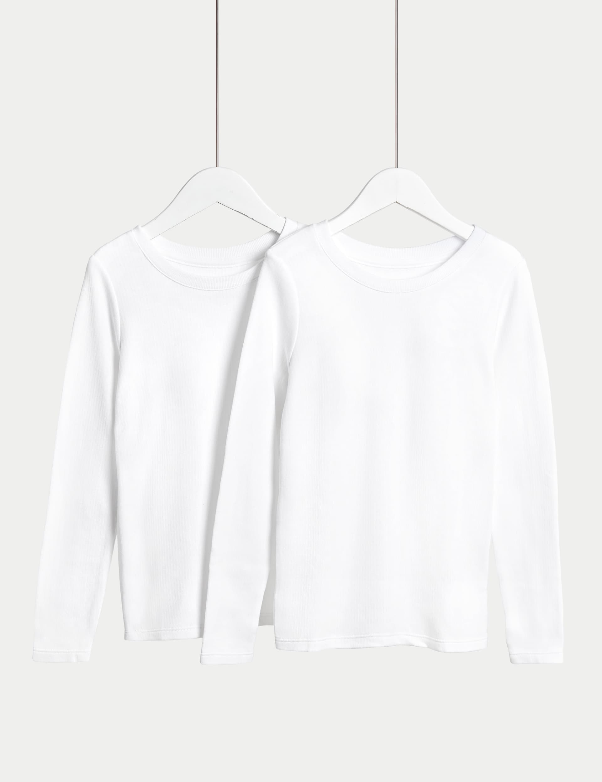 M&S 2pk Heatgen Thermal Tops (2-14 Yrs) - 5-6 Y - White, White,Grey Marl,Black