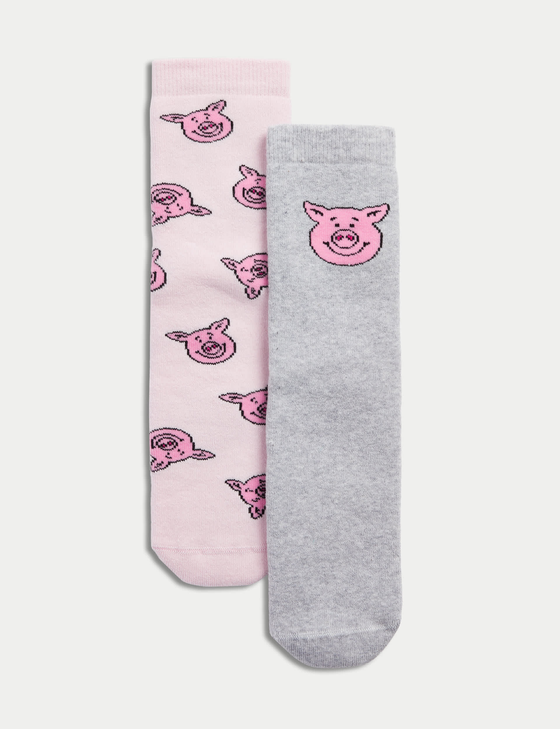 Girls 2pk Terry Percy Pig Slipper Socks (6 Small - 7 Large) - 8-12 - Multi, Multi