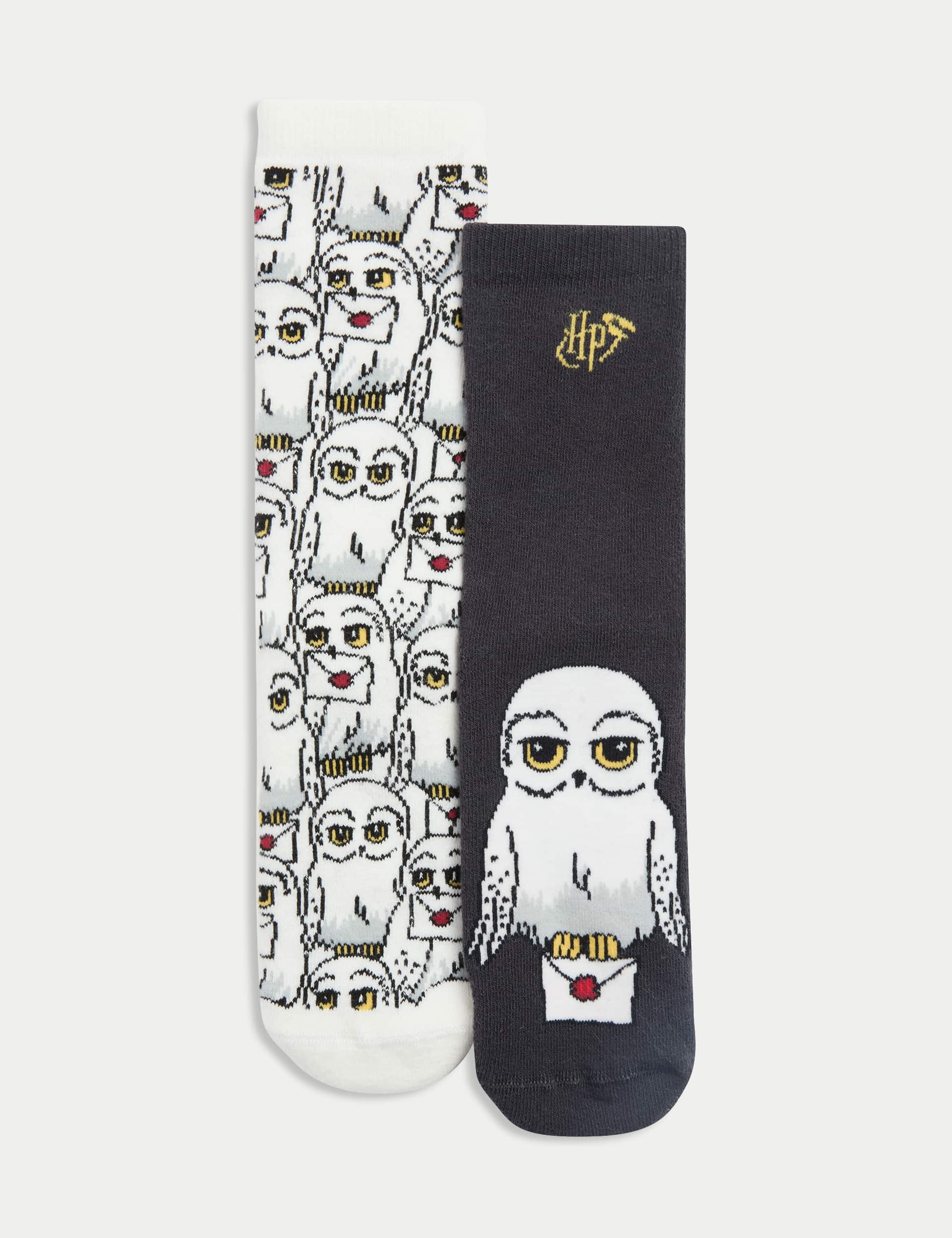 M&S Girls 2pk Cotton Rich Harry Potter  Cosy Socks (6 Small-7 Large)