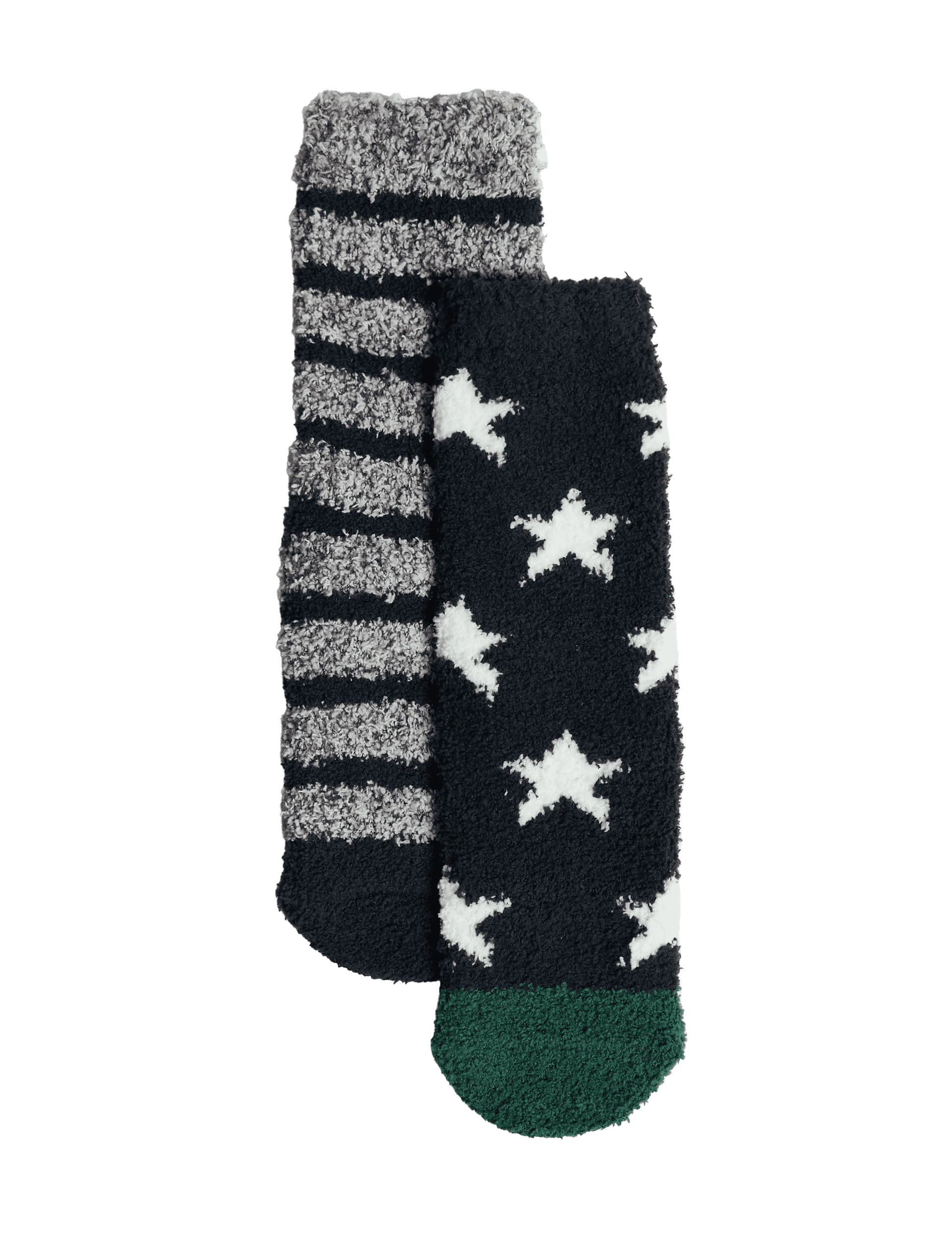 M&S Collection Boys 2 Pack Star and Stripe Cosy Slipper Socks - 4-7 - Navy Mix, Navy Mix