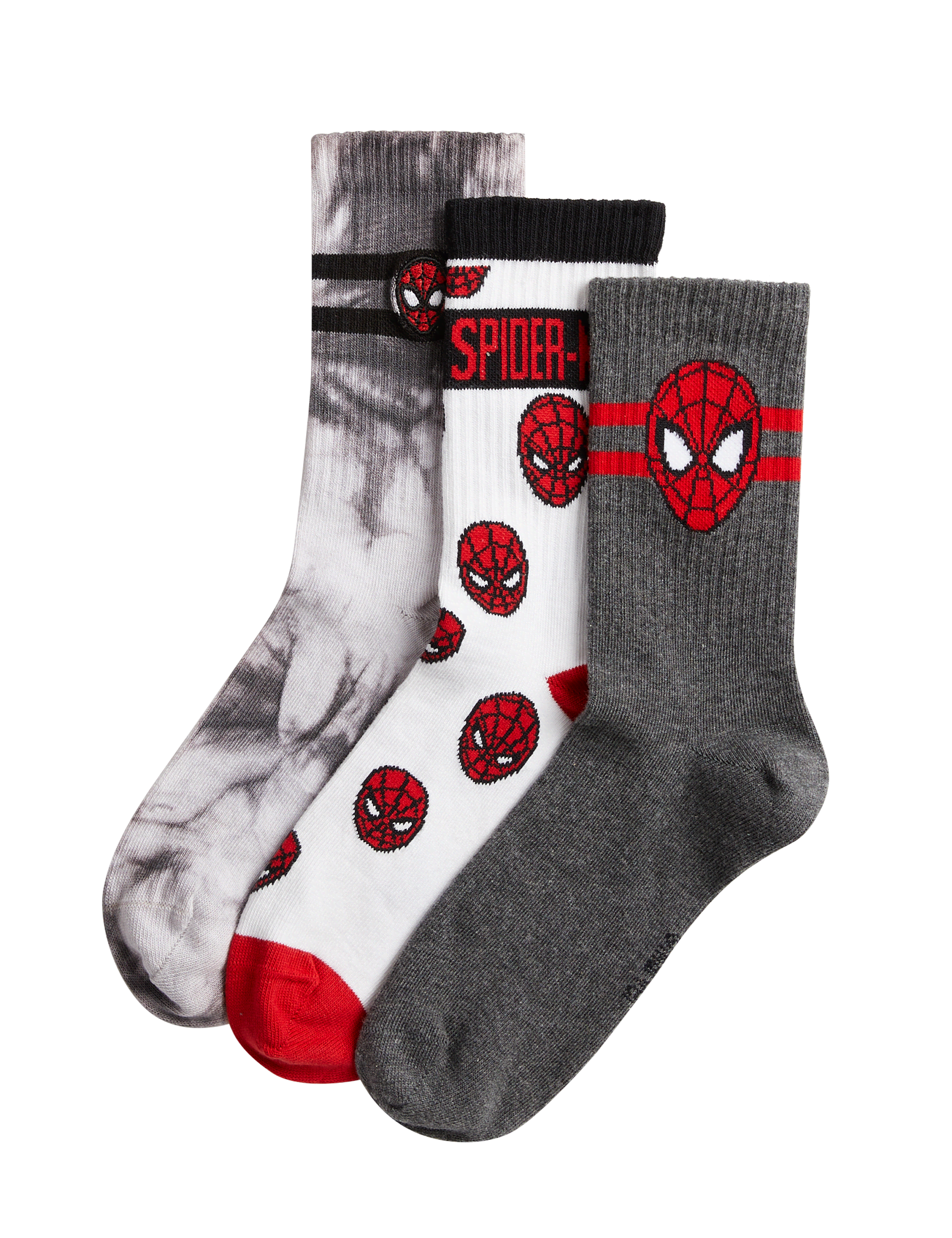 M&S Collection Boys 3pk Spider-Man Socks (6 Small - 7 Large) - 12+3+ - Multi, Multi