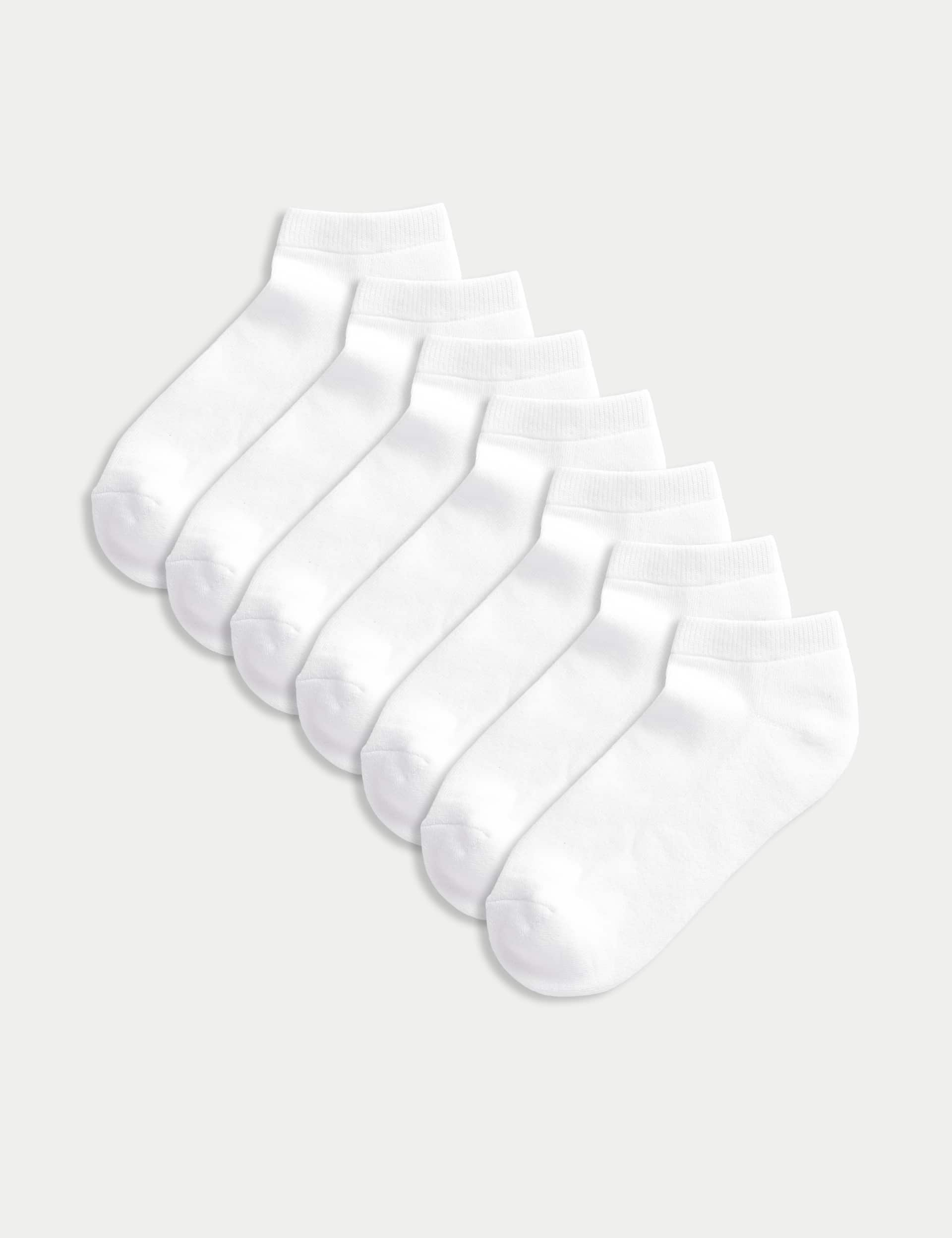 M&S 7pk Cotton Rich Trainer Liners (6 Small - 10.5 Large) - 4-7 - White, White,Black