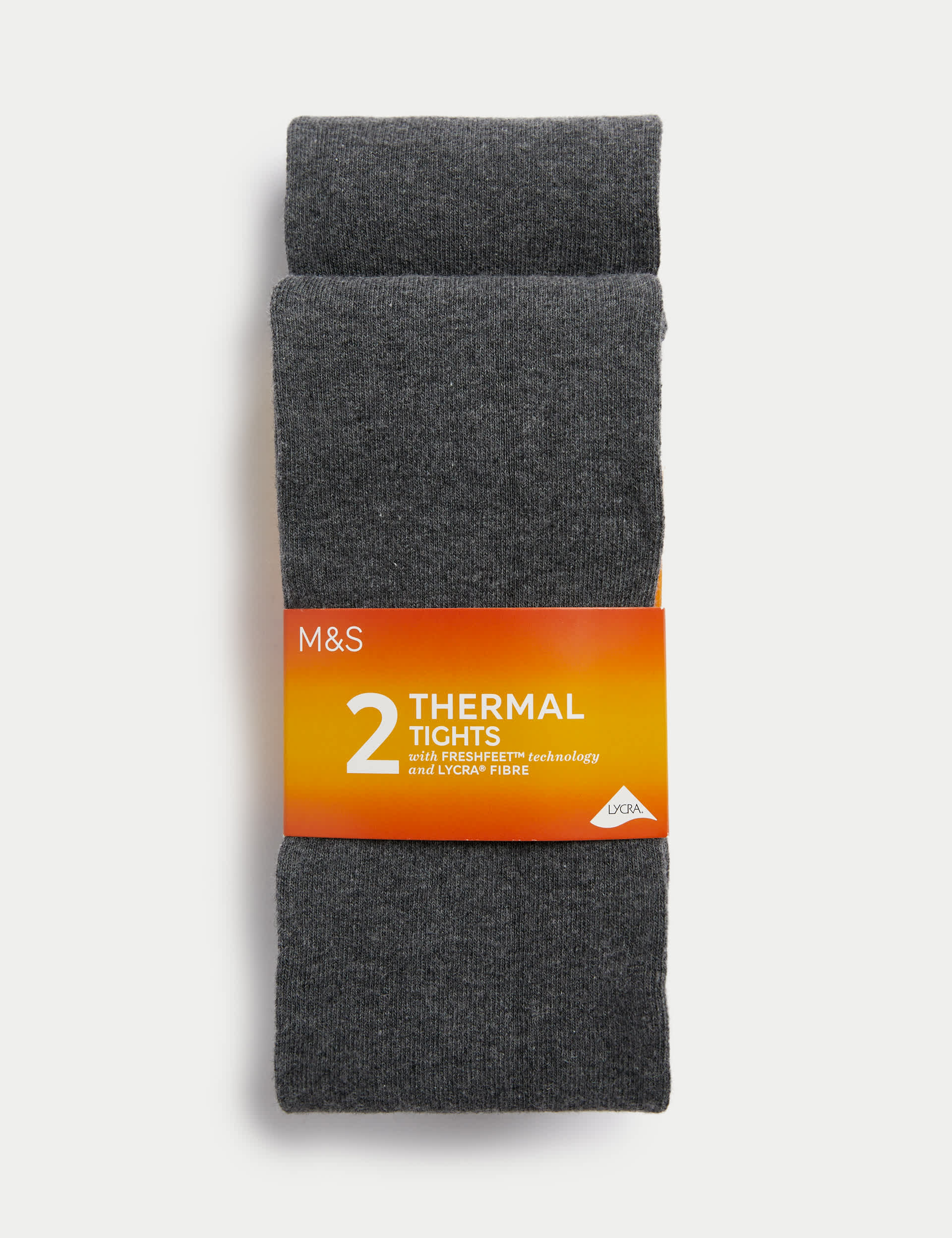 M&S Girls 2pk Cotton Rich Thermal Tights (4-14 Yrs) - 13-14 - Grey, Grey