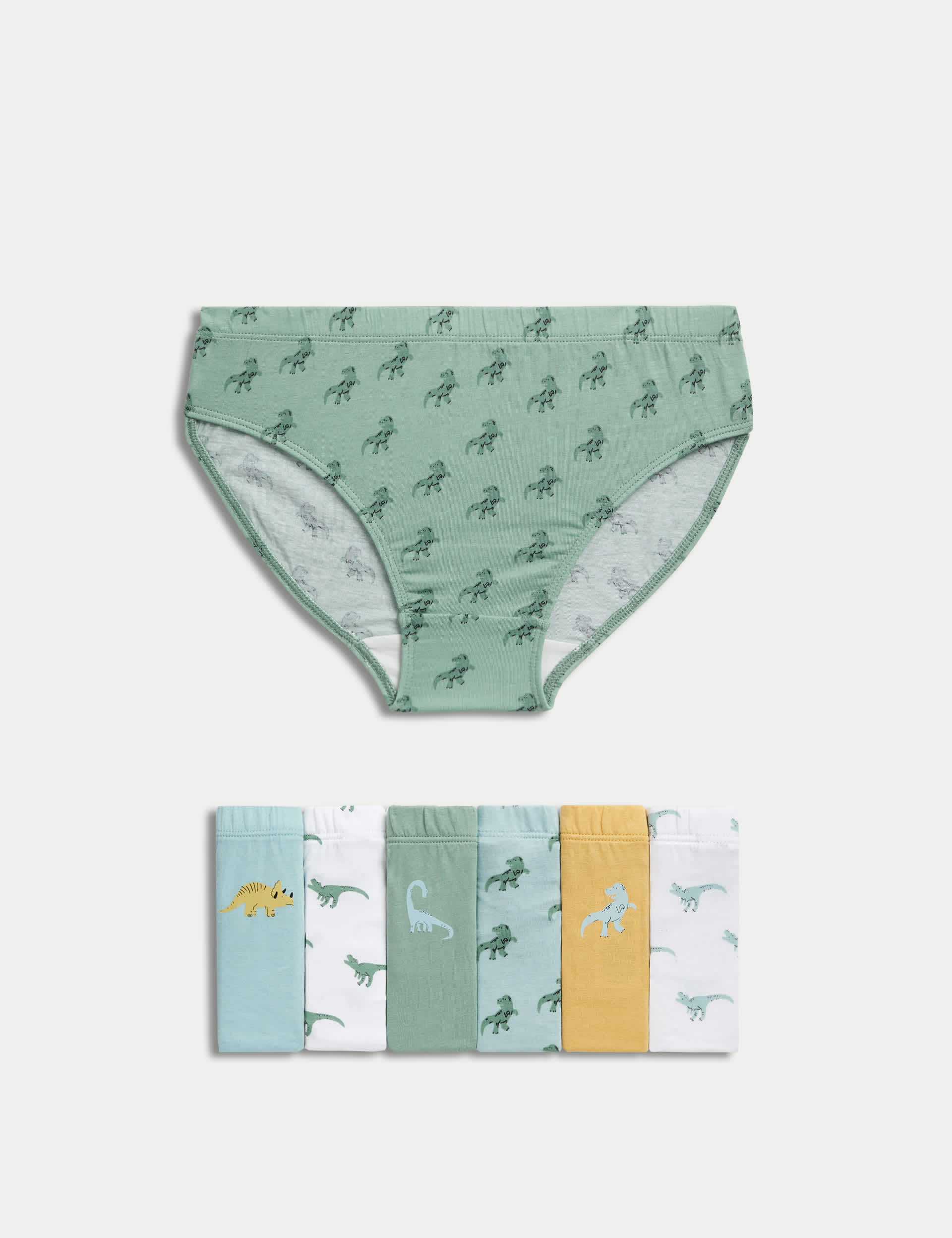 M&S Boys 7pk Pure Cotton Dinosaur Briefs (2-8 Yrs) - 4-5 Y - Multi, Multi