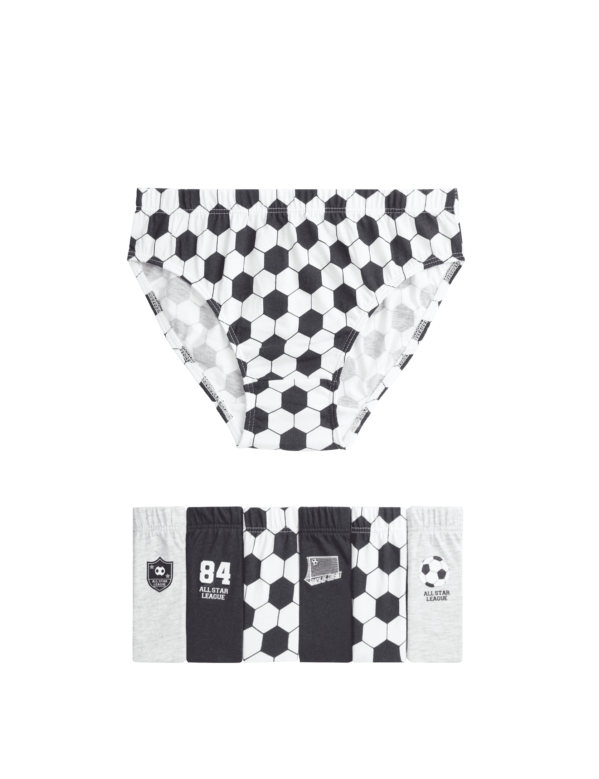 M&S Collection Boys 7pk Pure Cotton Football Briefs (2-8 Yrs) - 4-5 Y - Black Mix, Black Mix