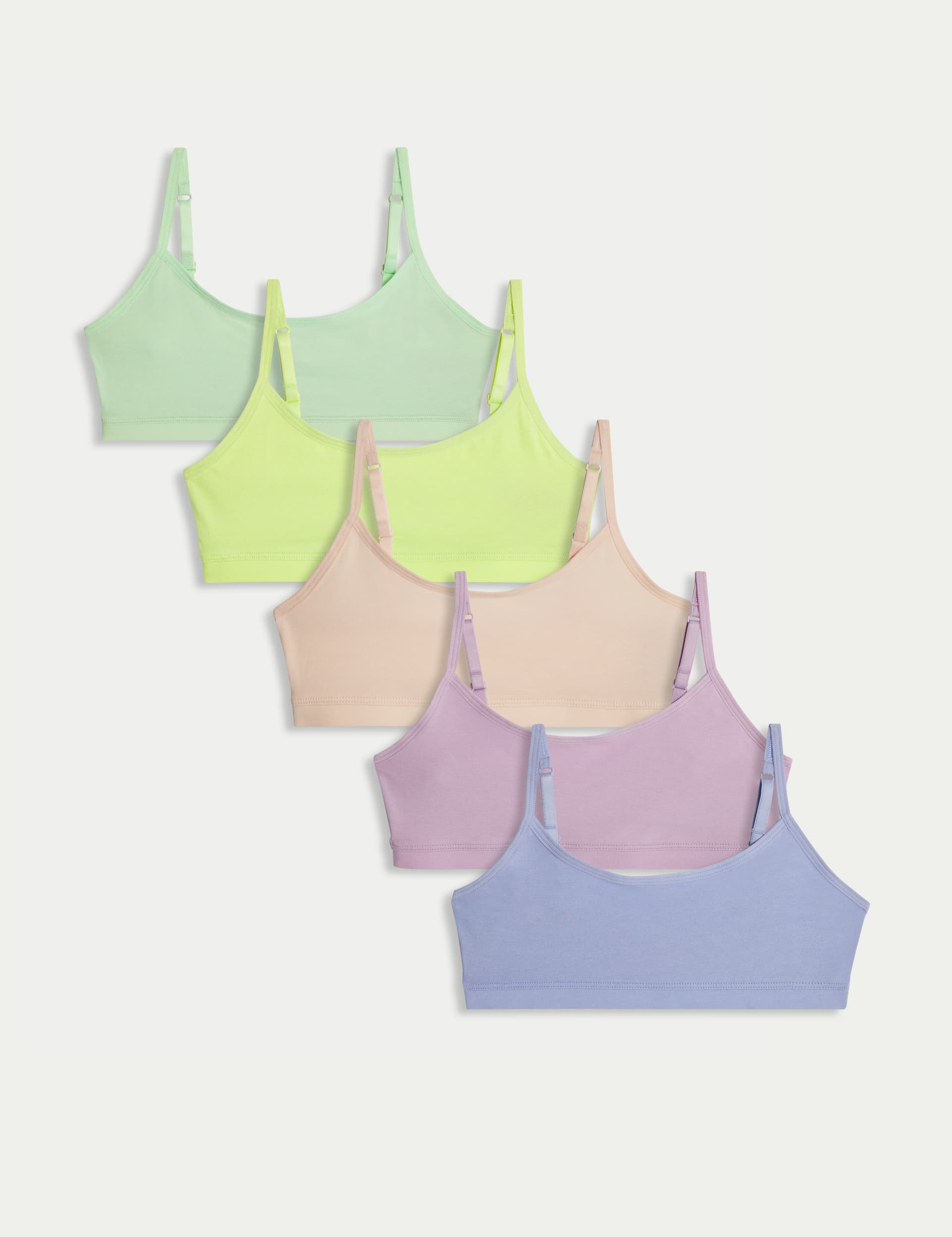 M&S Girls 5pk Cotton Rich Crop Tops (6-16 Yrs) - 13-14 - Multi/Brights, Multi/Brights