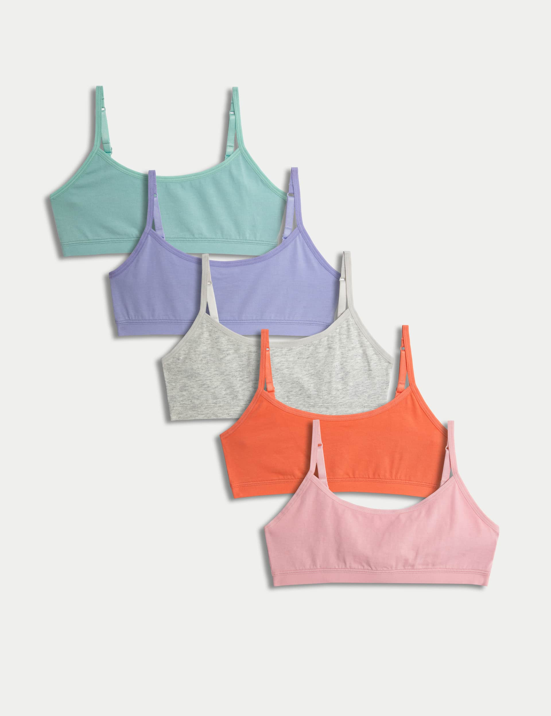 M&S Girls 5pk Cotton Rich Crop Tops (6-16 Yrs) - 11-12 - Multi, Multi