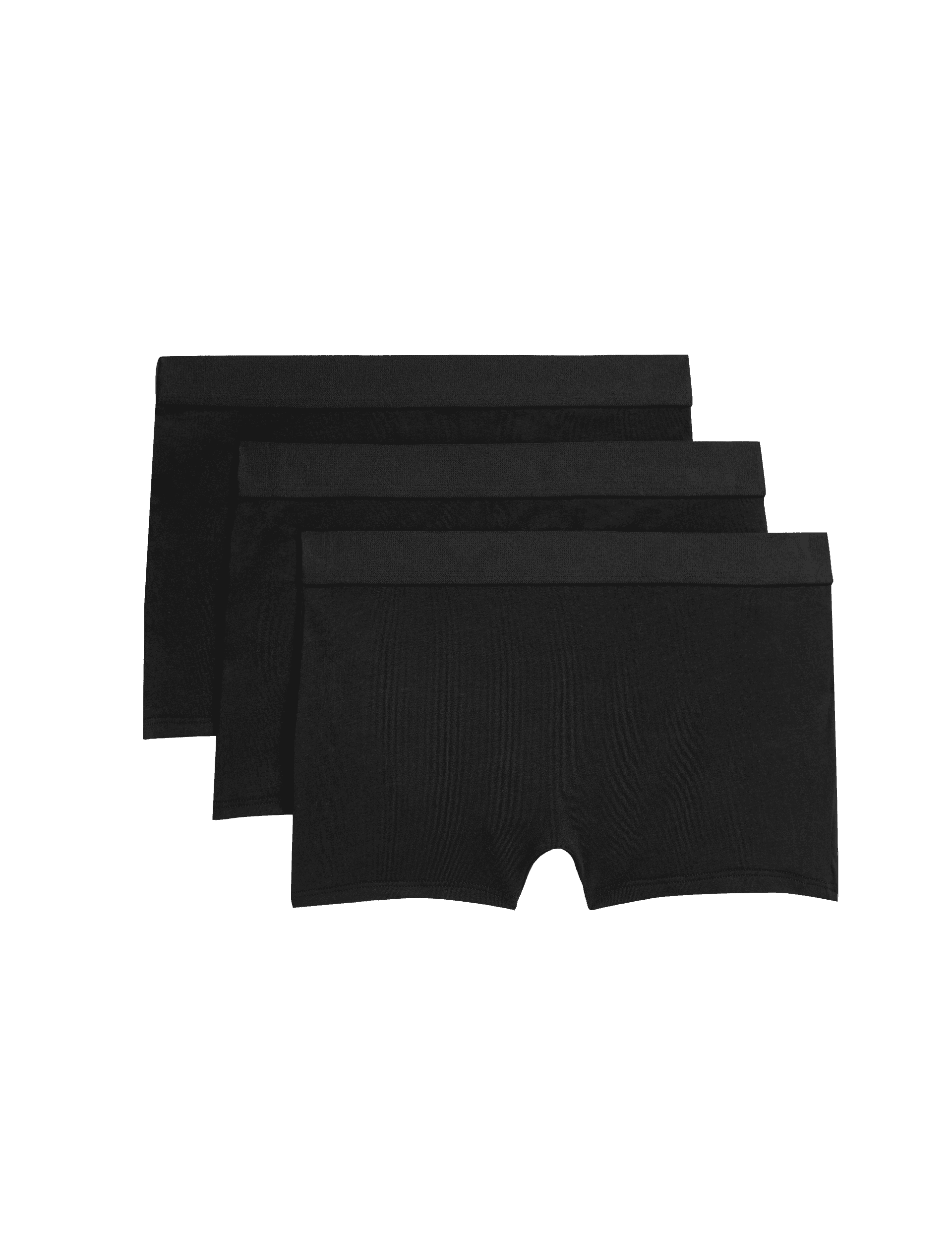 M&S Collection Girls 3pk Cotton with Stretch Boxer Shorts (6-16 Yrs) - 13-14 - Black, Black