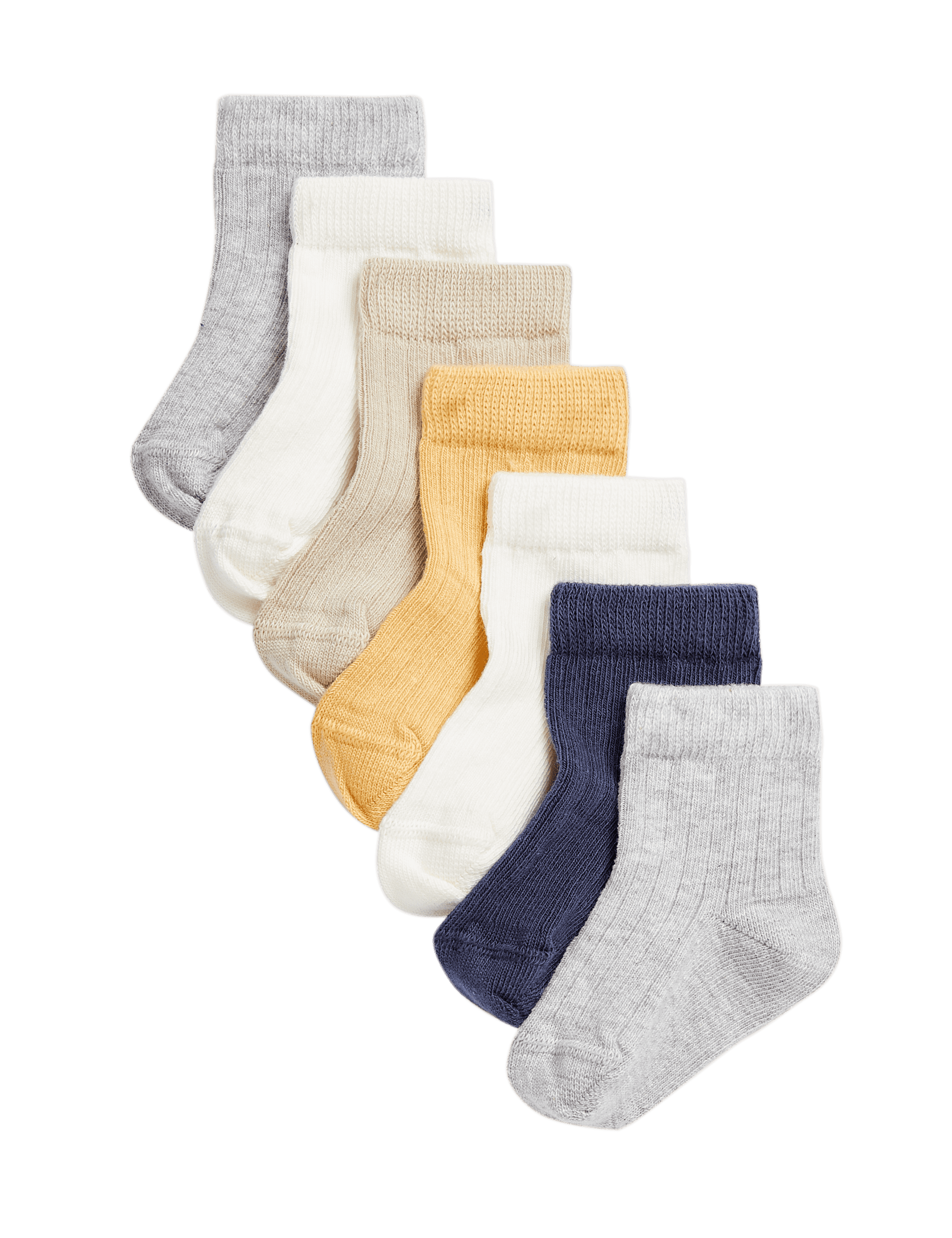 M&S Collection 7pk Cotton Rich Baby Socks - 12-24 - Multi, Multi