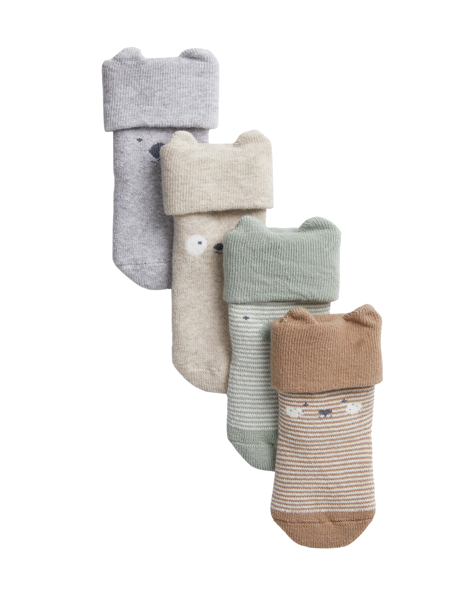 M&S Collection 4pk Cotton Rich Striped Baby Socks (0-3 Yrs) - 0-6 - Multi, Multi