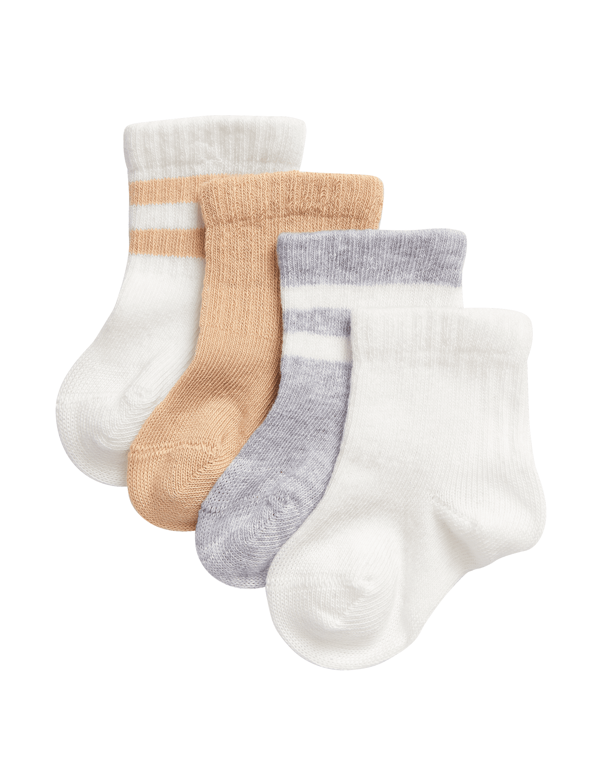 M&S Collection 4pk Cotton Rich Striped Baby Sport Socks (0-3 Yrs) - 12-24 - Multi, Multi