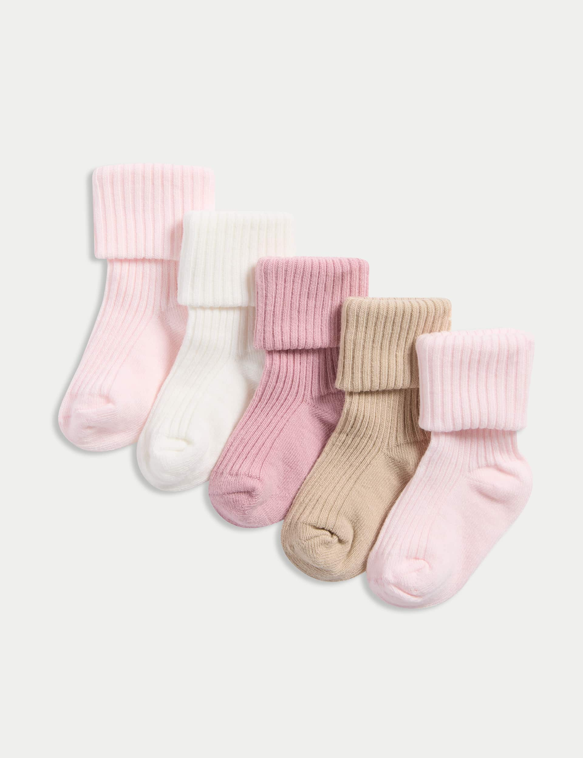 M&S Collection 5pk Cotton Rich Baby Socks (0-3 Yrs) - 12-24 - Multi, Multi