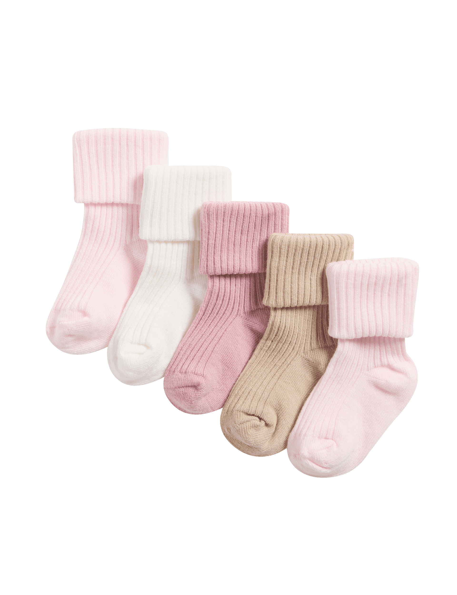 M&S Collection 5pk Cotton Rich Baby Socks (0-3 Yrs) - 12-24 - Multi, Multi