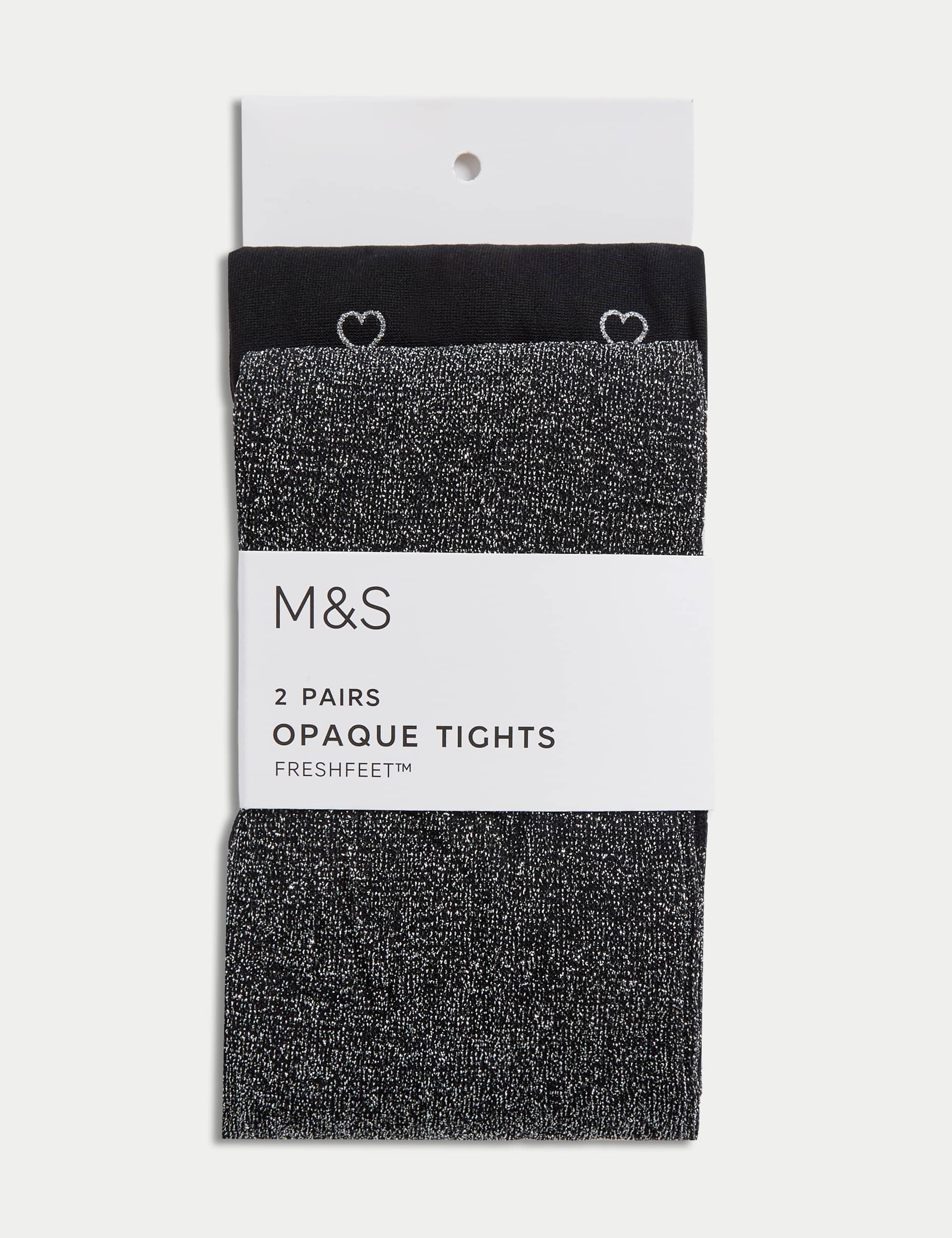 M&S Girls 2 Pack Black Sparkly Tights (2-14 Yrs) - 6-7 Y - Black Mix, Black Mix