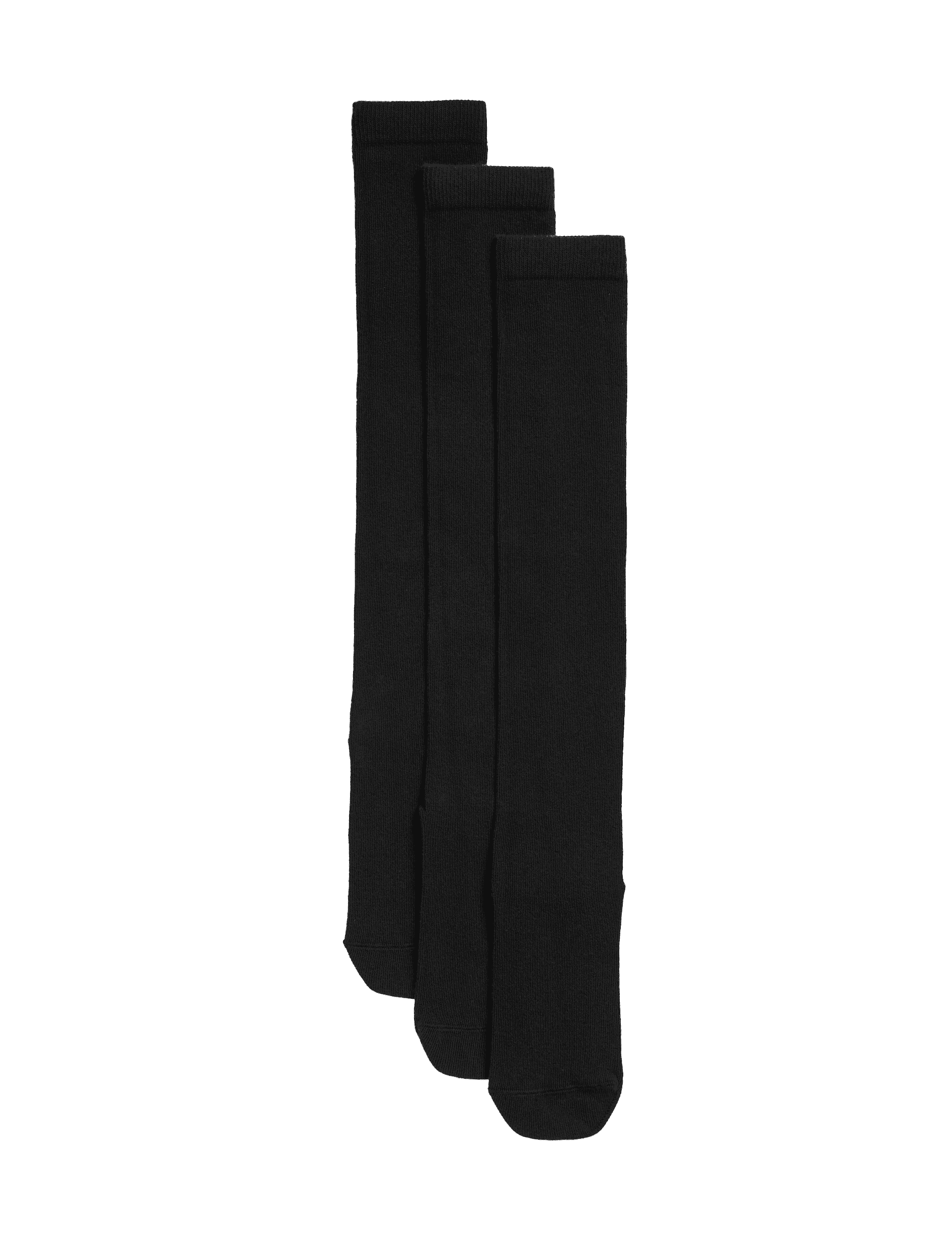 M&S Collection Girls 3pk Cotton Rich Over the Knee Socks - Black, Grey,Black,Navy