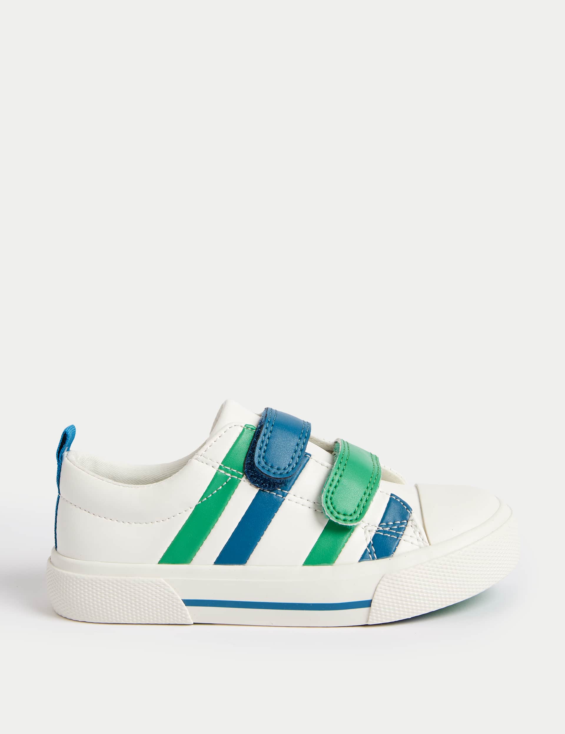 M&S Kids Riptape Striped Trainers (4 Small