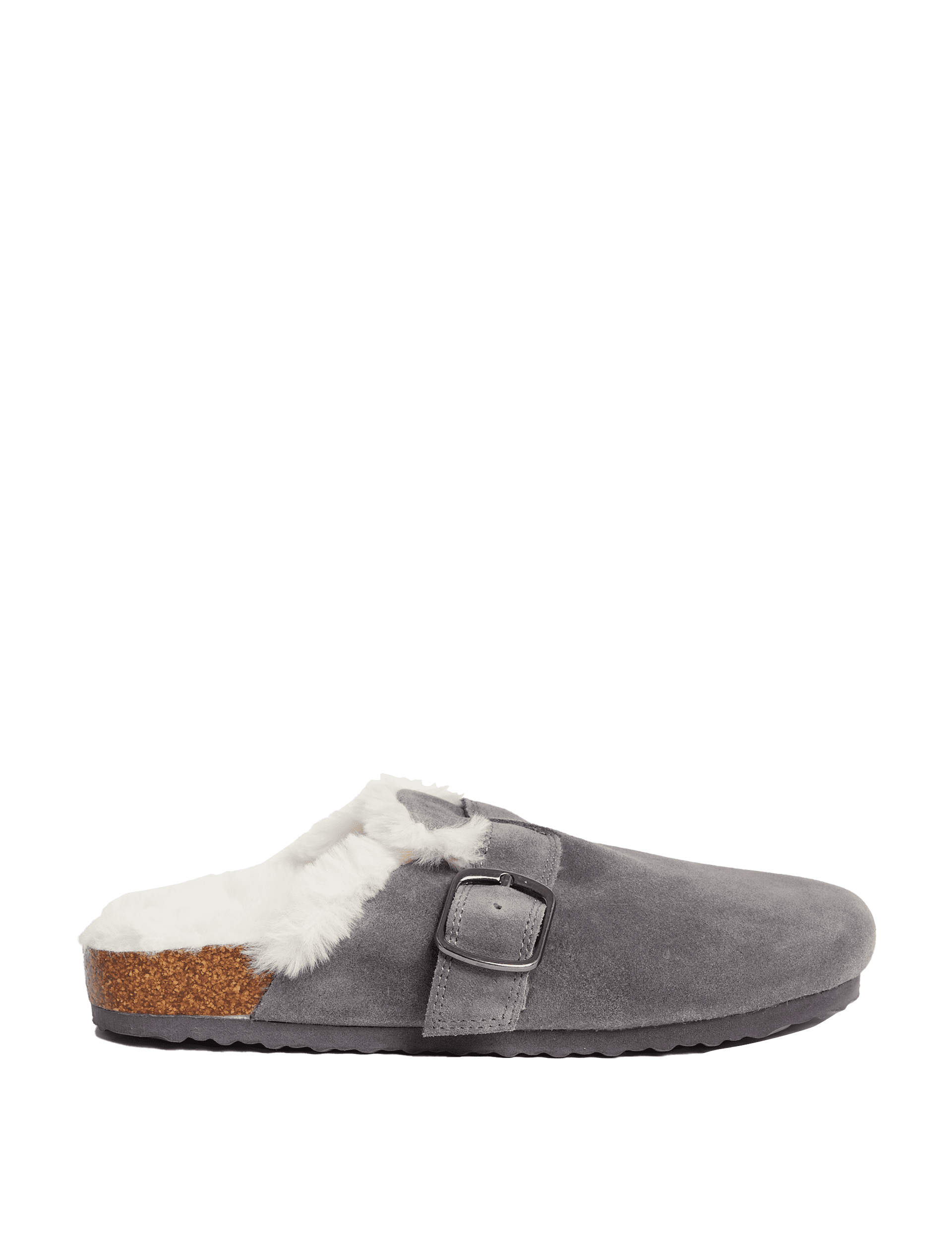 M&S Collection Kids Suede Slippers (9 Small - 6 Large) - 11 S - Charcoal, Tan,Charcoal