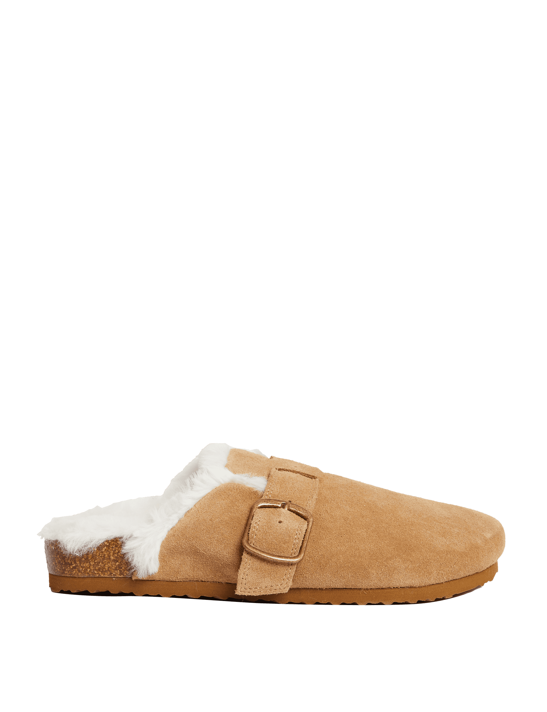 M&S Collection Kids Suede Slippers (9 Small - 6 Large) - 5 L - Tan, Tan,Charcoal