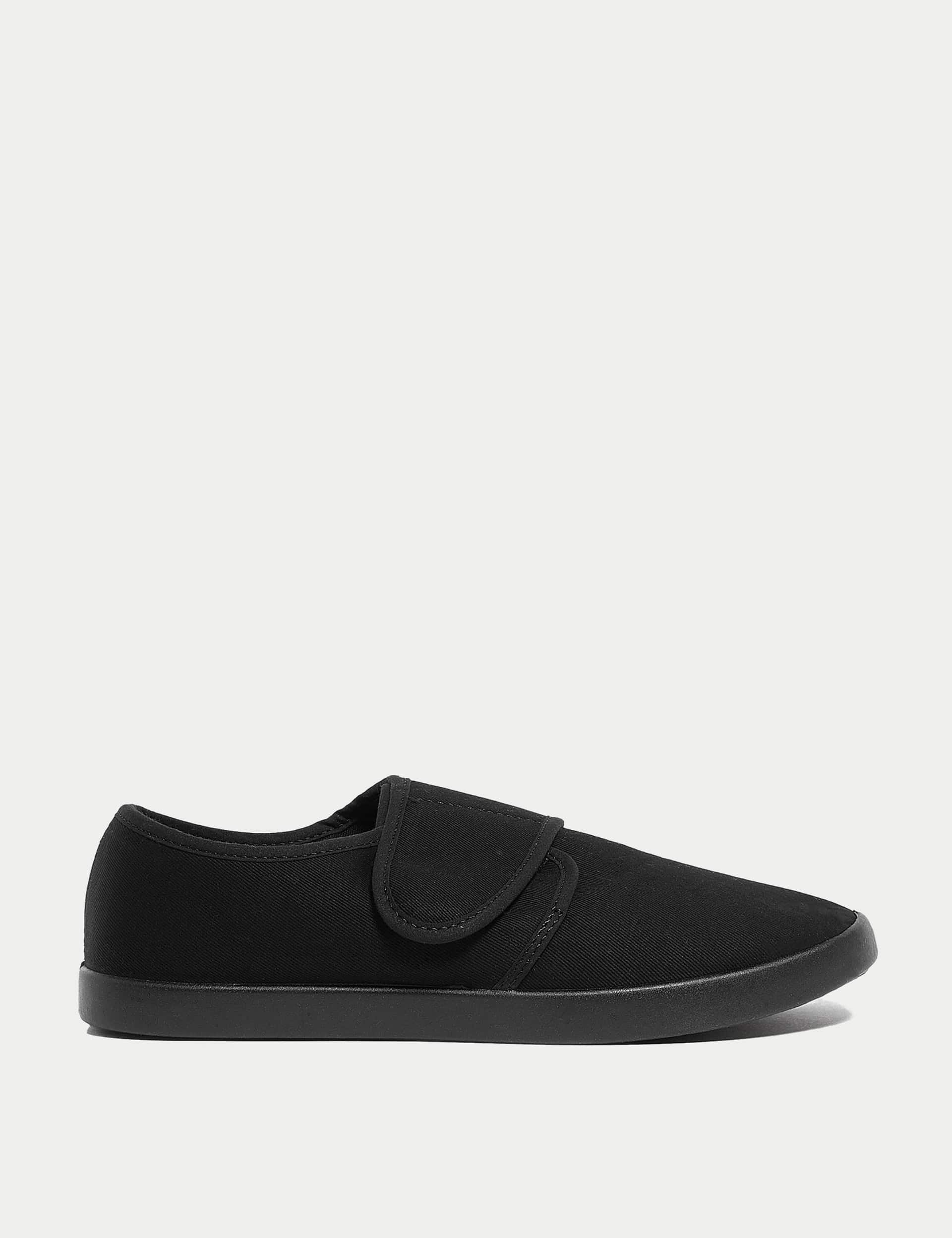 M&S Kids Riptape Plimsolls (7 Small - 4 Large) - 3 L - Black, Black