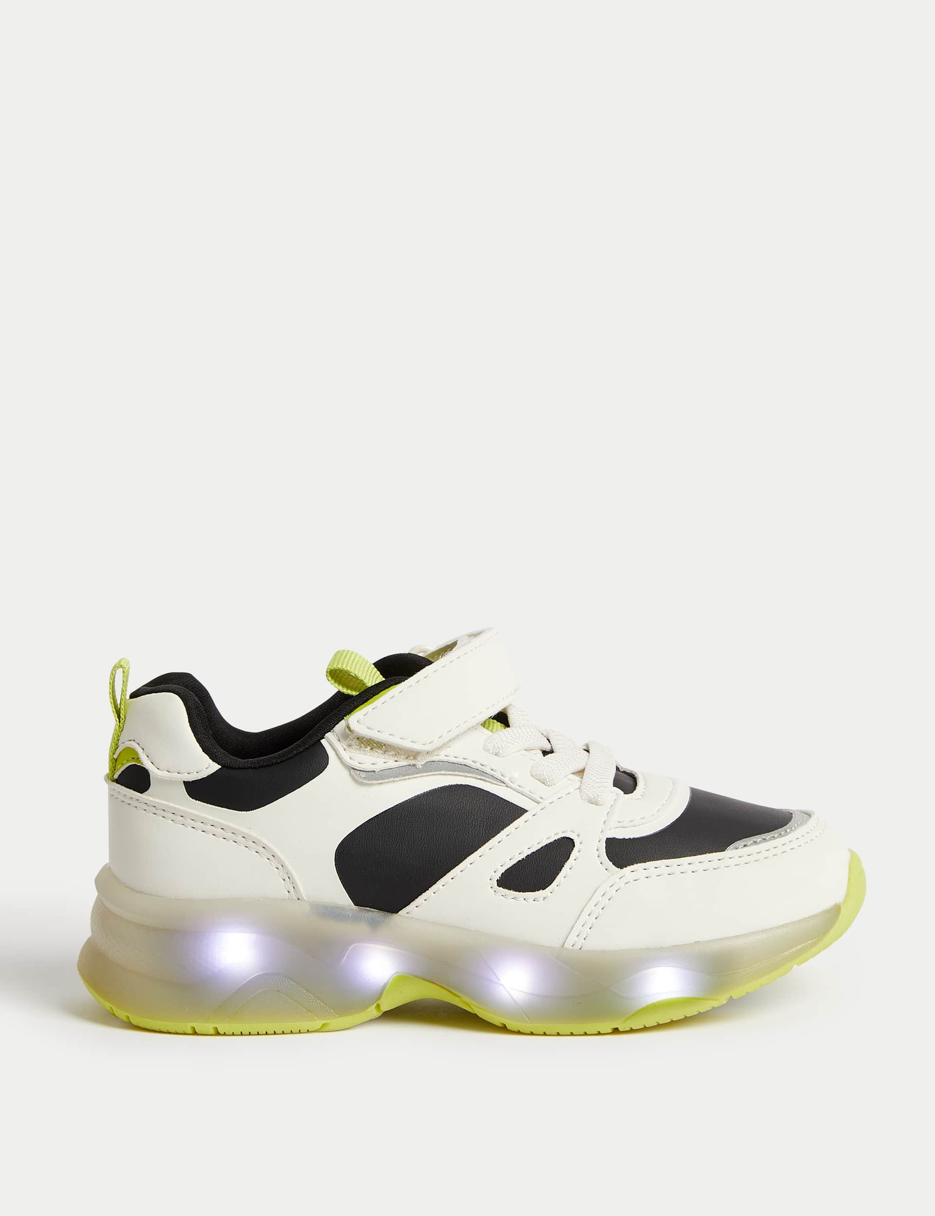 M&S Kids Riptape Light-Up Trainers (4 Small - 2 Large) - 9 SSTD - White Mix, White Mix