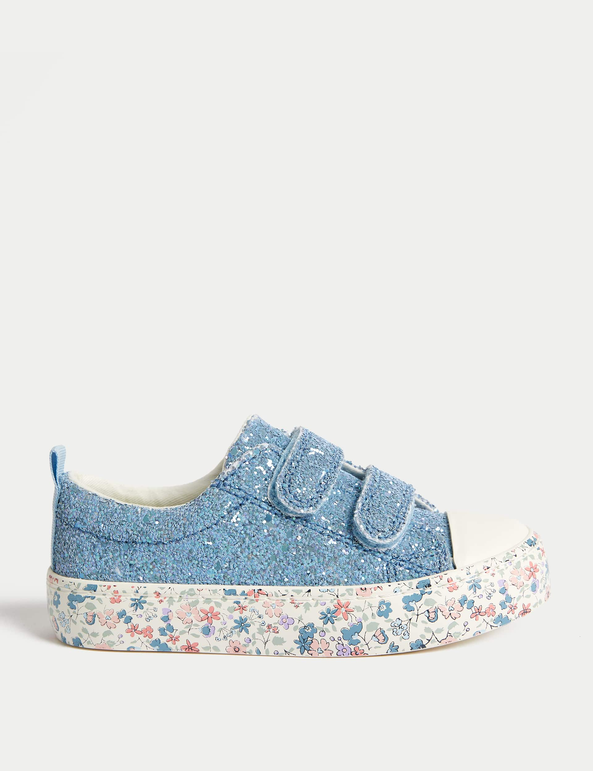 M&S Kids Freshfeet Glitter Riptape Trainers (4 Small - 2 Large) - 13 SSTD - Blue Mix, Blue Mix