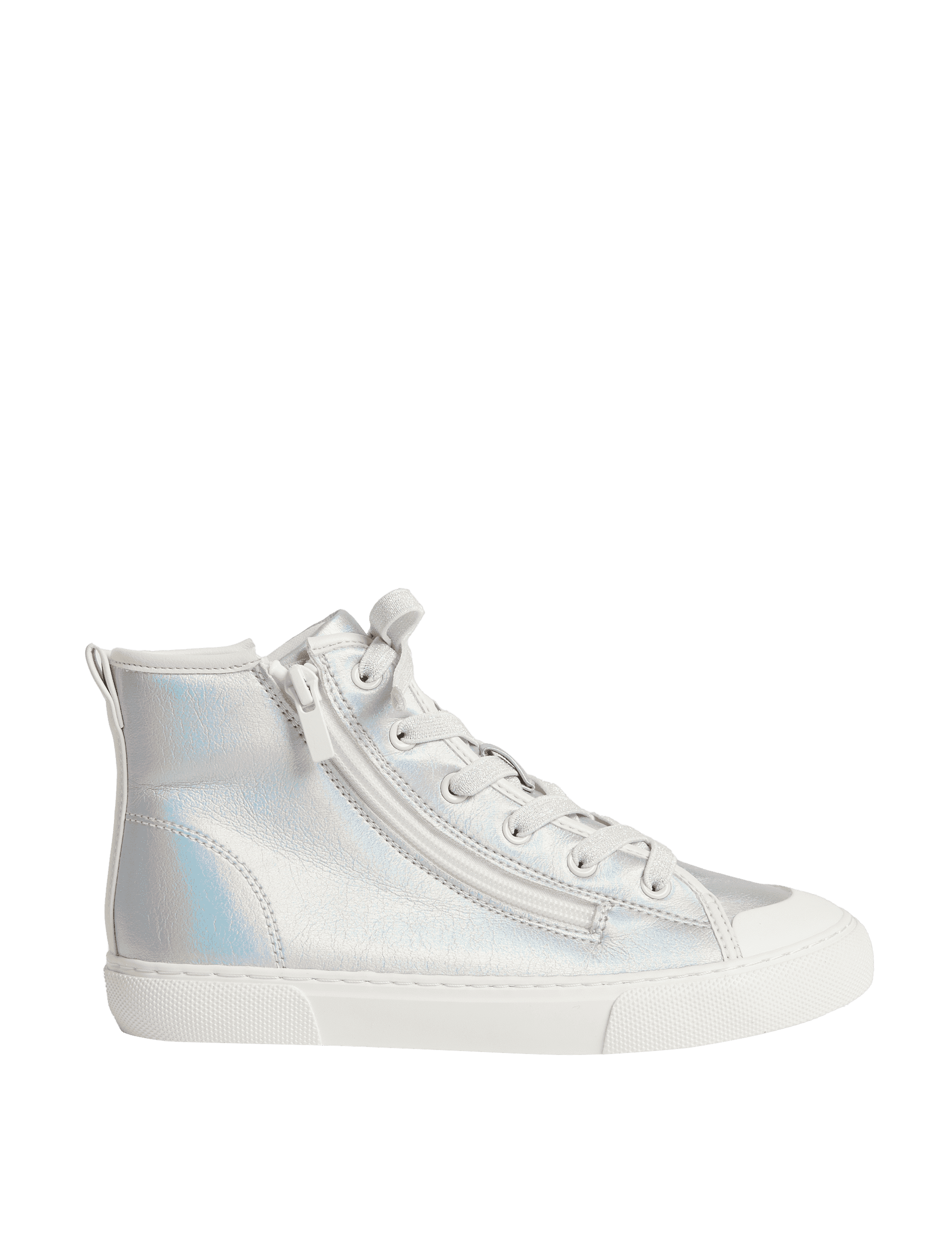 M&S Collection Kids High Top Trainers (4 Small - 6 Large) - 7 SSTD - Silver Mix, Silver Mix