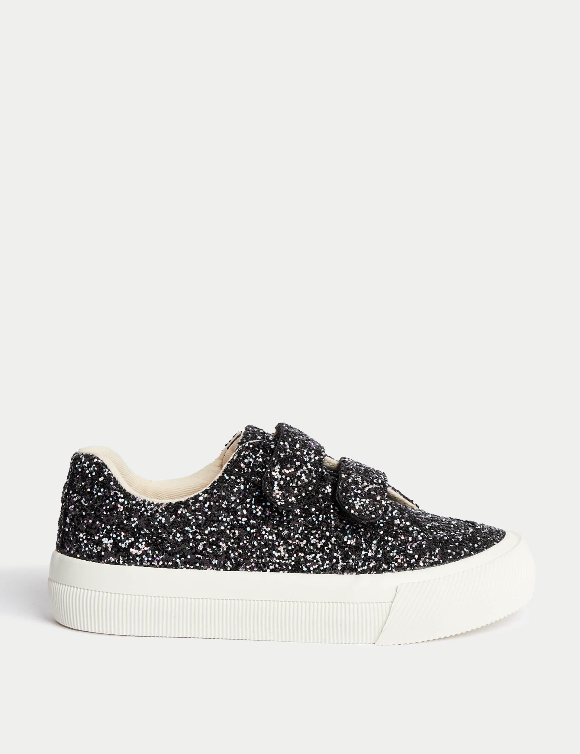 M&S Kids Glitter Riptape Trainers (4 Small - 2 Large) - 8 SSTD - Black, Black