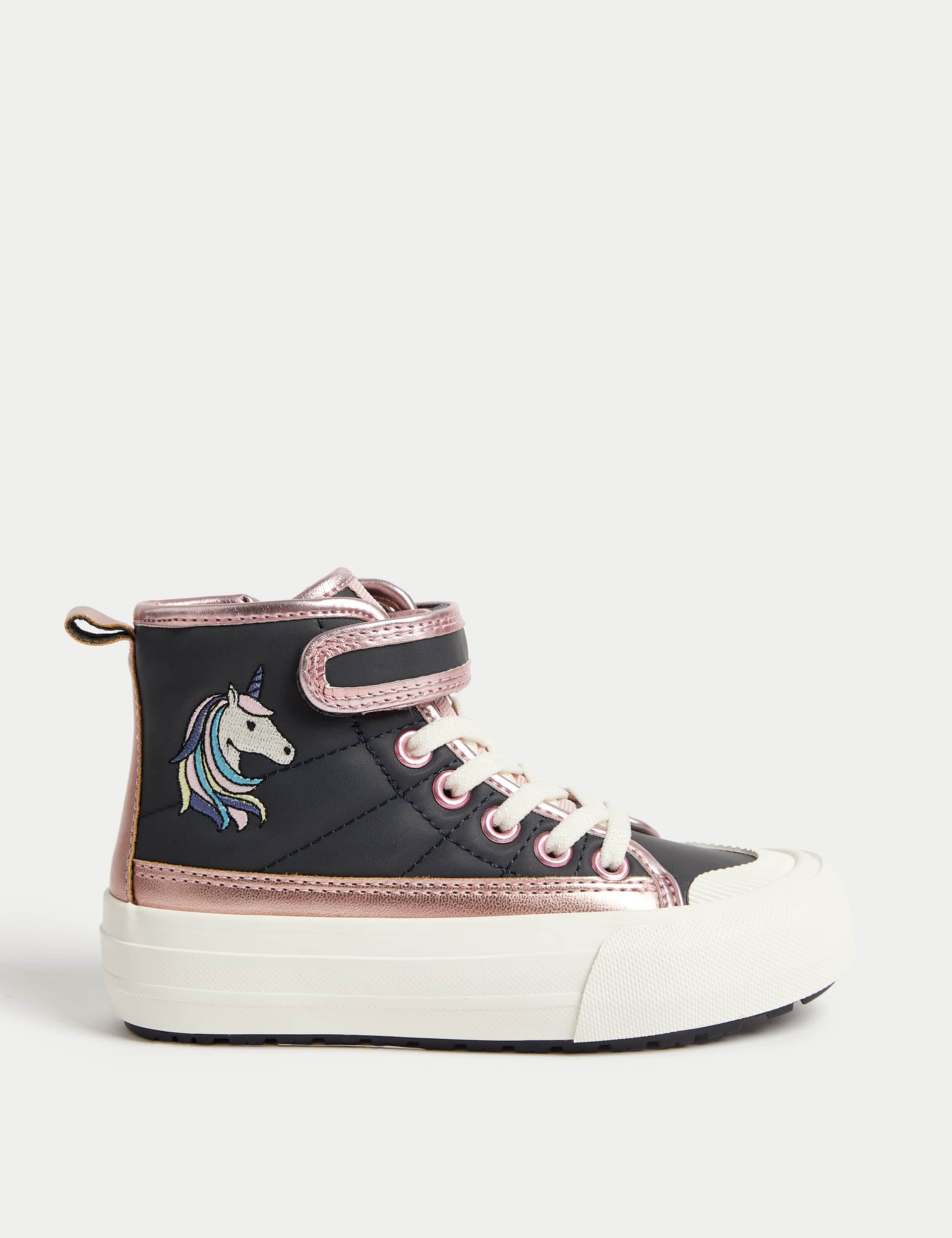 M&S Kids Unicorn High Top Trainers (4 Small