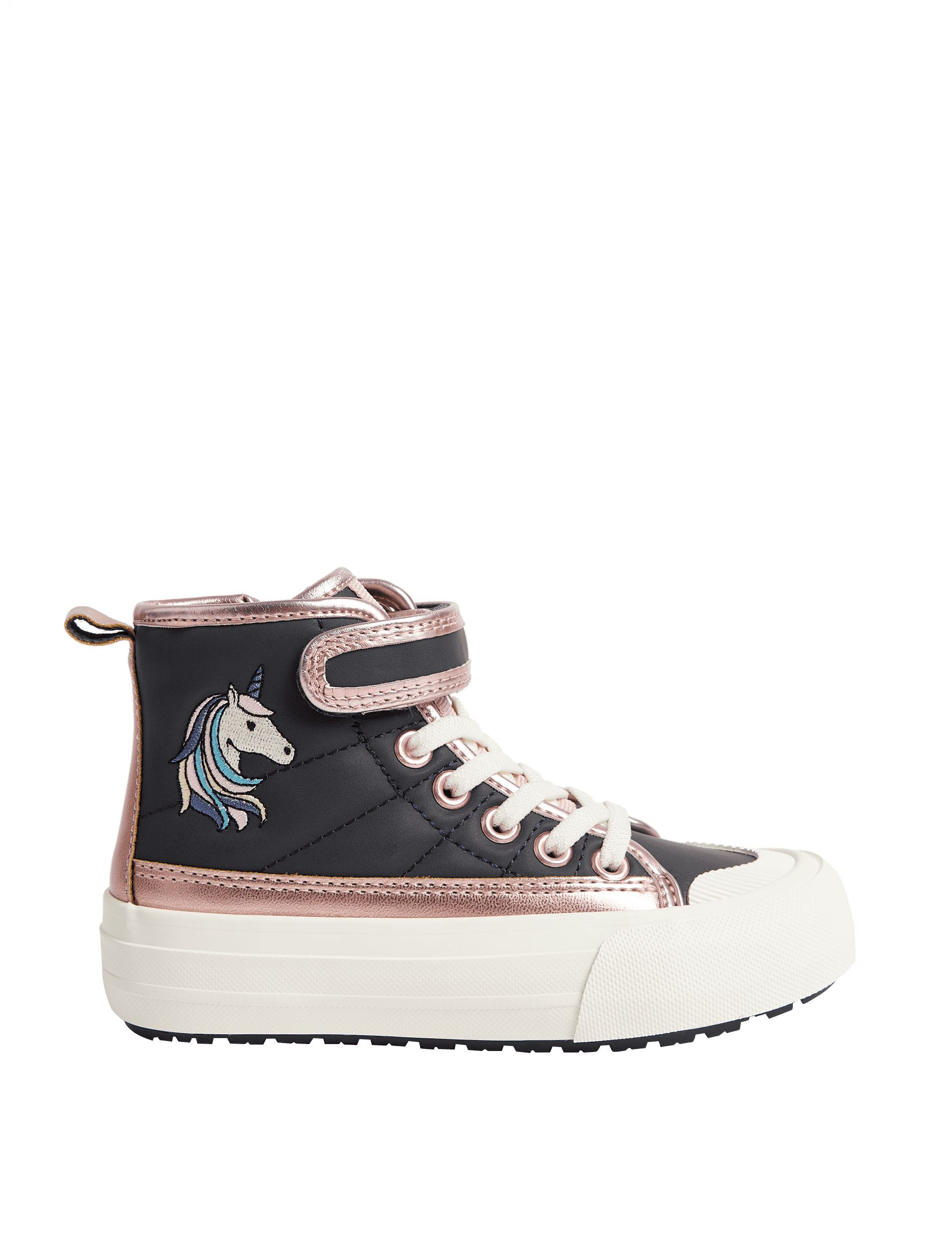 M&S Collection Kids Unicorn High Top Trainers (4 Small - 2 Large) - 10 SSTD - Navy Mix, Navy Mix